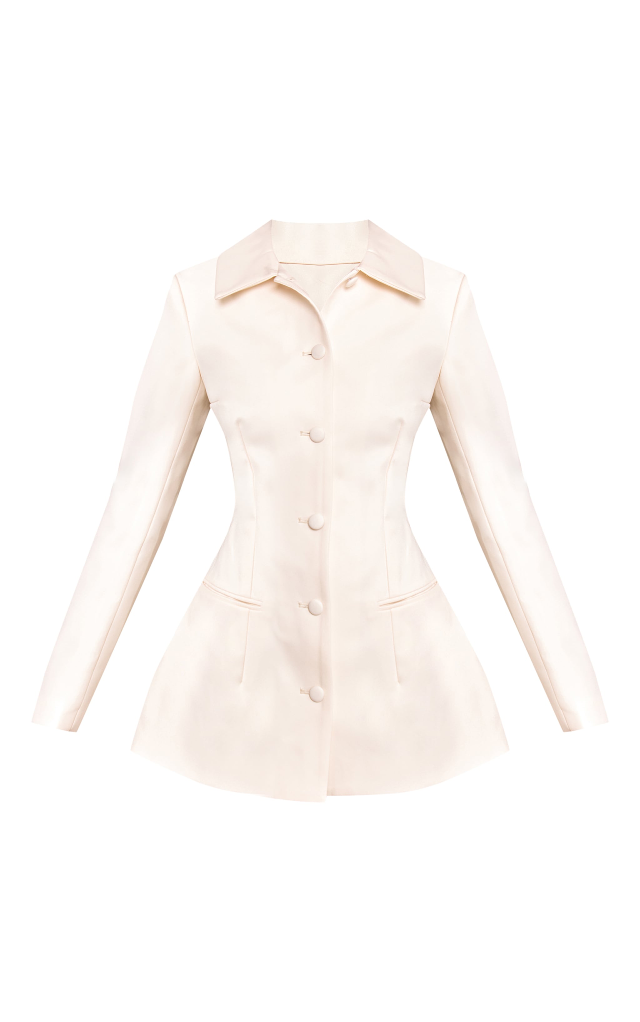 Petite Cream Button Up Blazer Dress image 5