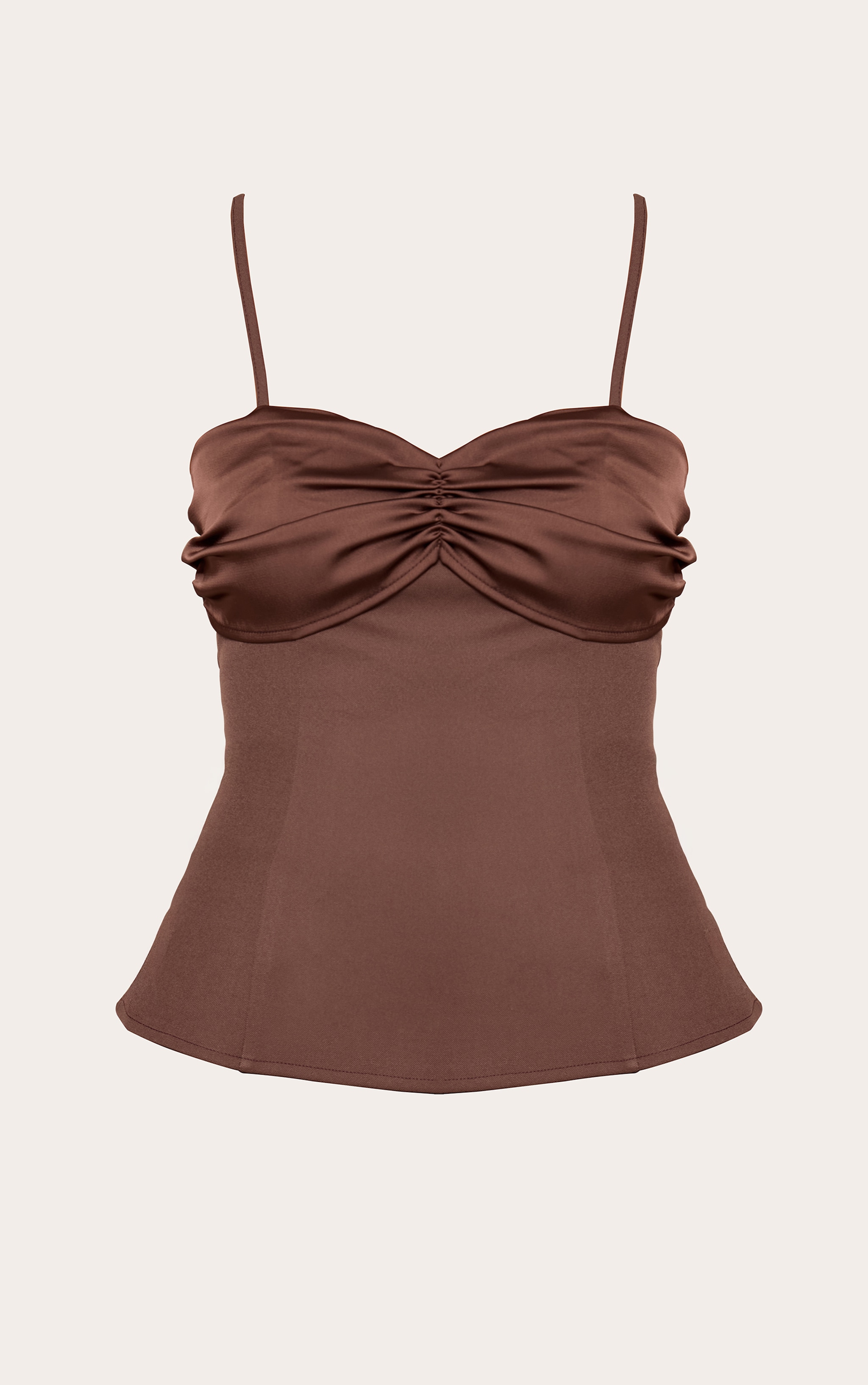 Chocolate Satin Ruched Bust Corset image 5