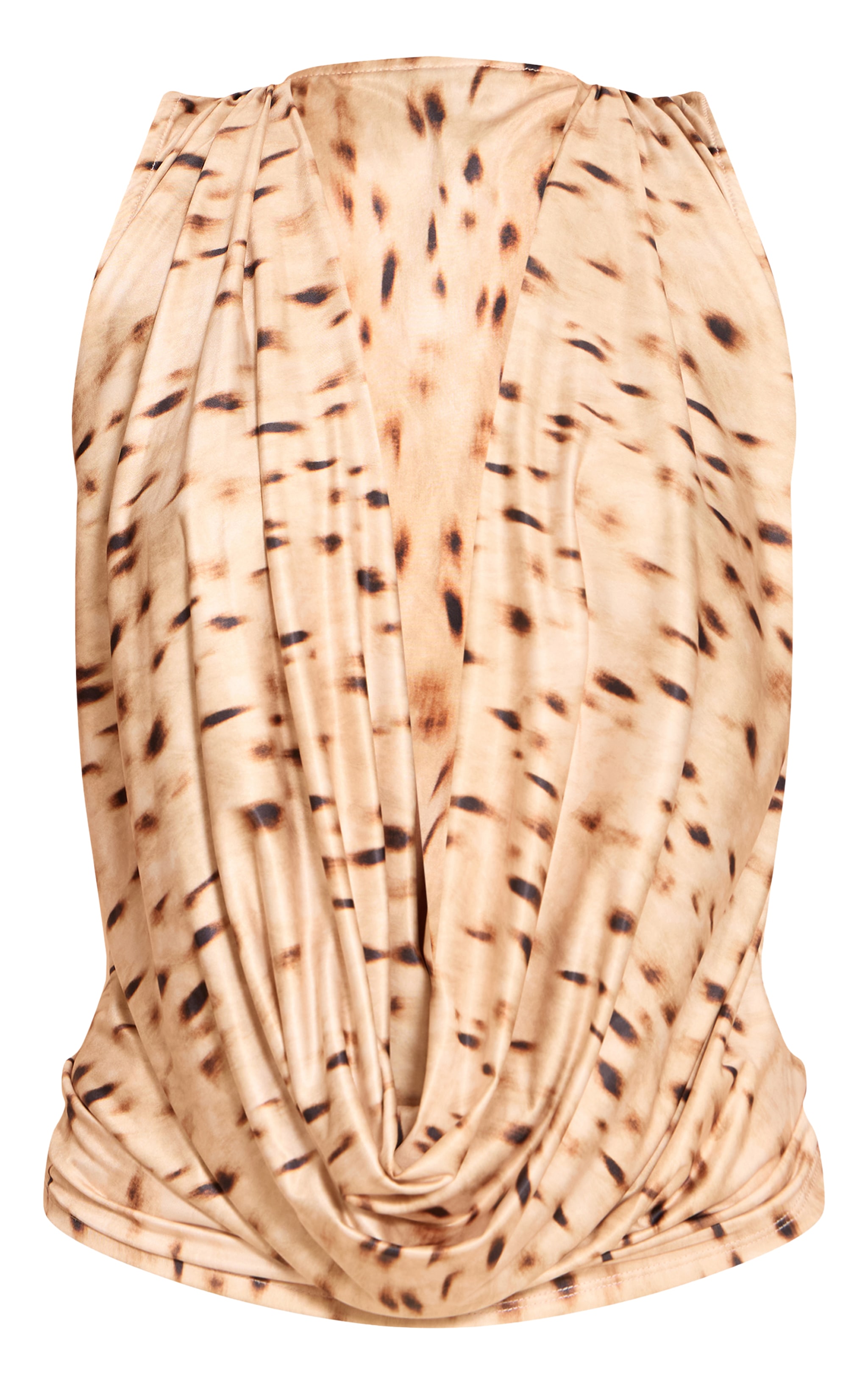 Stone Double Layer Animal Print Slinky Extreme Cowl Neck Top image 5