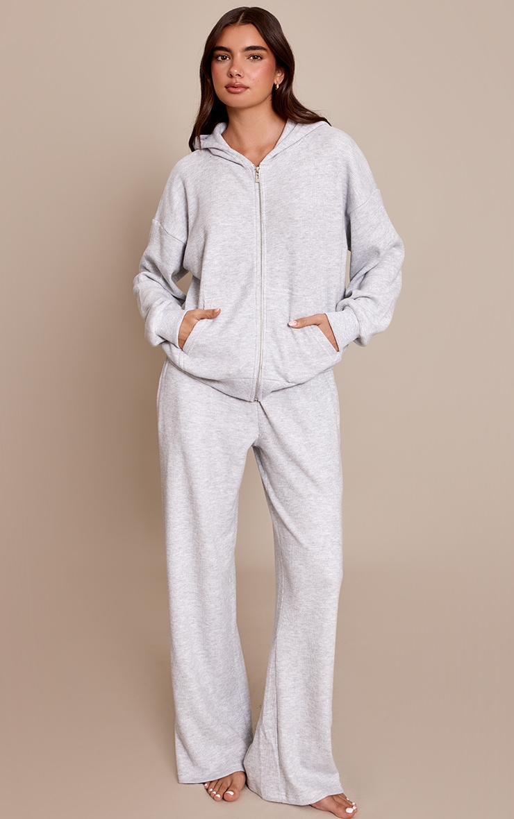 Ash Grey Ribbed Waffle Pajama Bottoms image 1