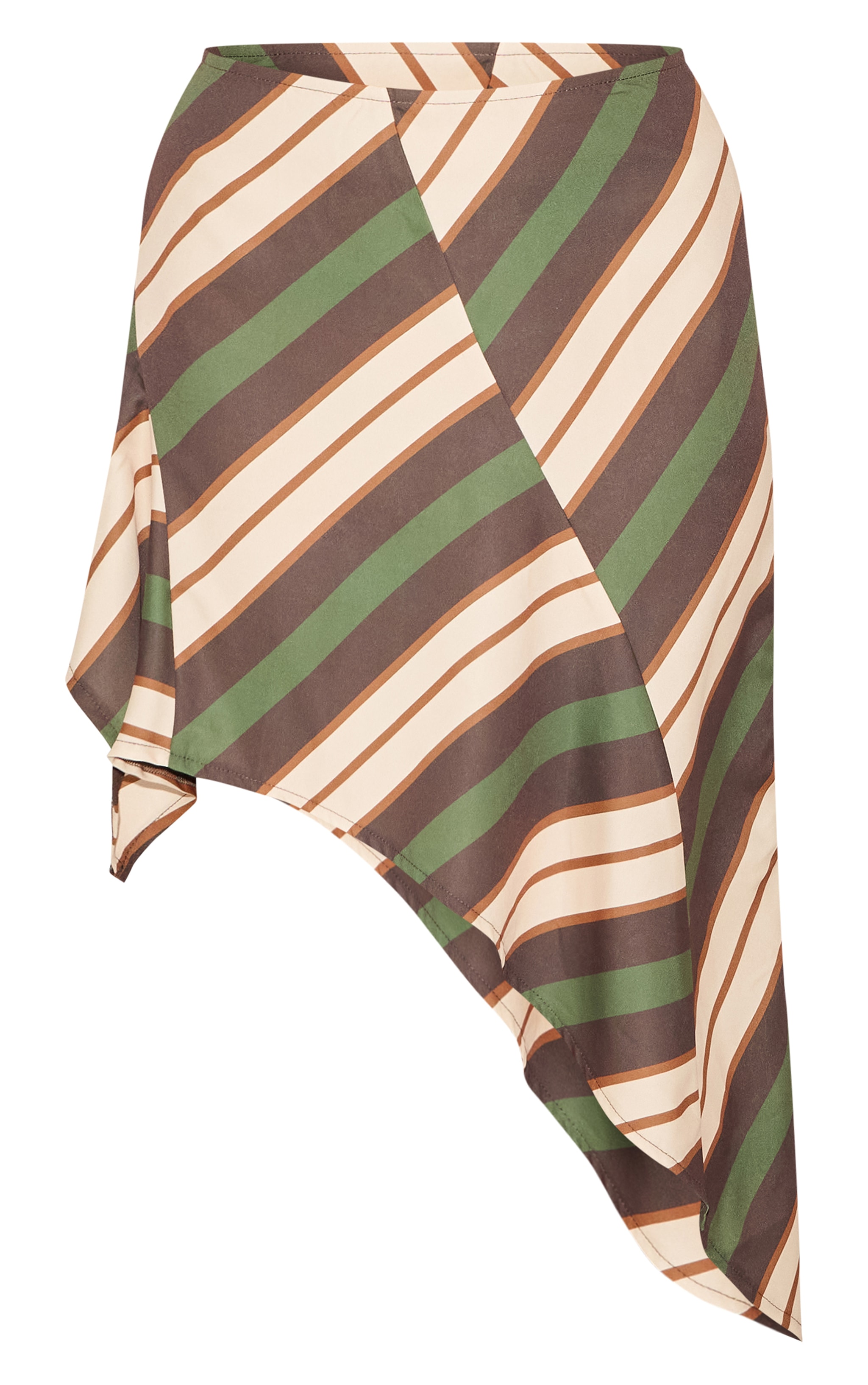 Green Striped Asymmetric Mini Skirt image 6