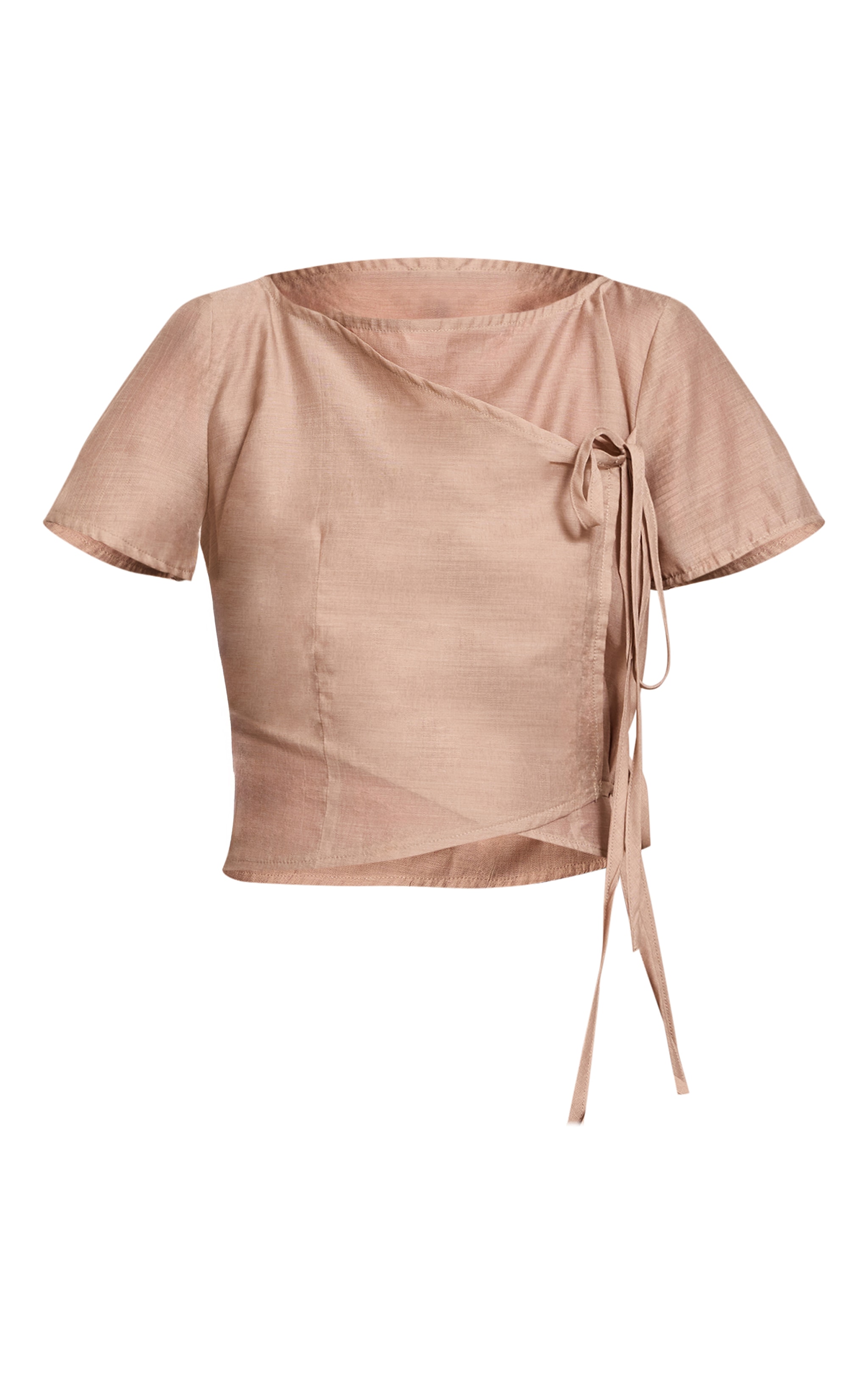 Stone Sheer Organza Tie Detail Short Sleeve Top image 5