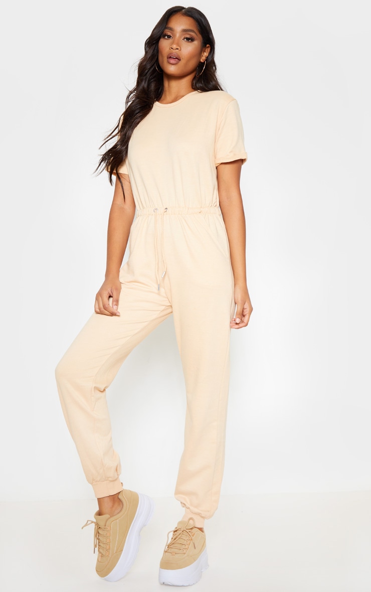 Fawn Short Sleeve Sweat Jumpsuit PrettyLittleThing IE