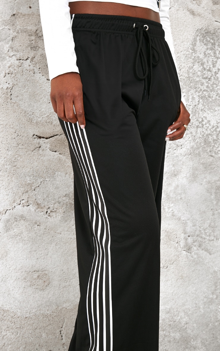 Tall Black Tricot Side Stripe Wide Leg Track Pants image 4