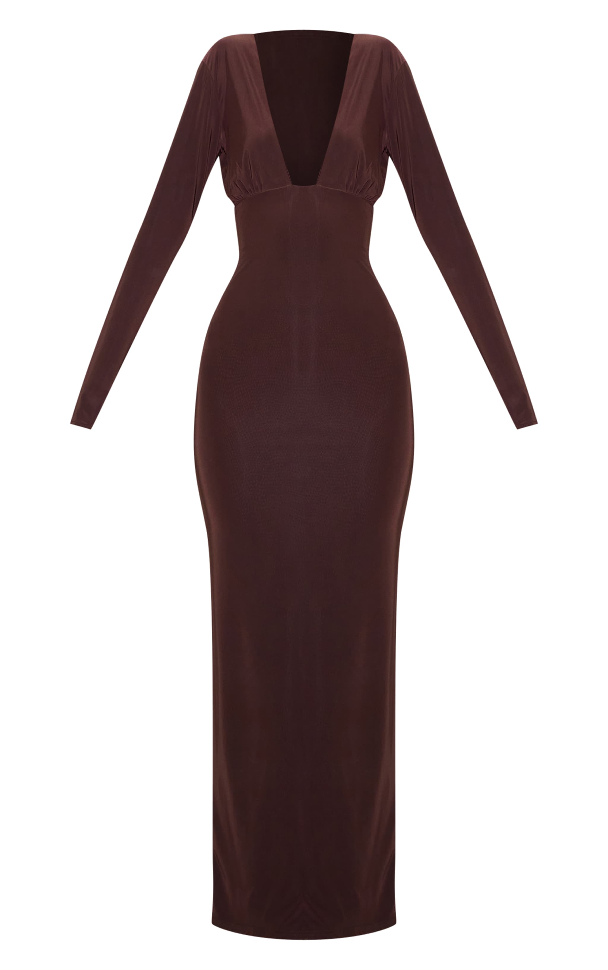 Deep Chocolate Double Layer Deep Plunge Maxi Dress image 1