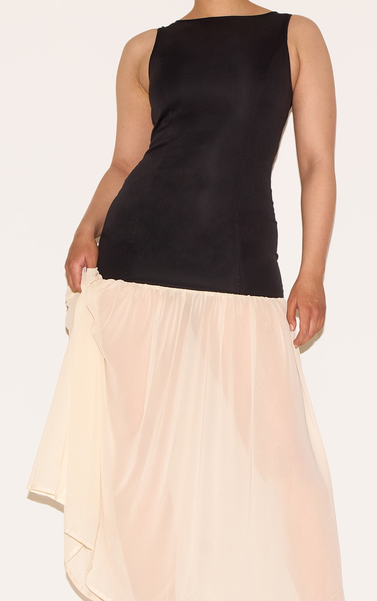 Shape Black Boat Neck Dropped Waist Maxi Dress image 4
