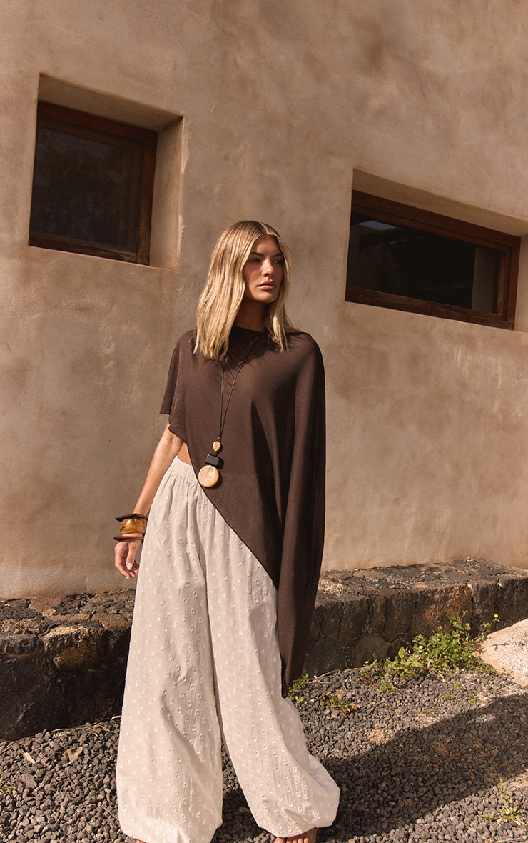 Chocolate Burnout Mesh Slouchy Cape Top