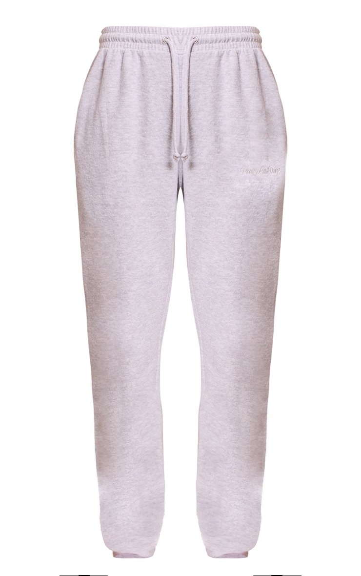 Tall Grey Embroidered Supersoft Cuffed Track Pants image 5