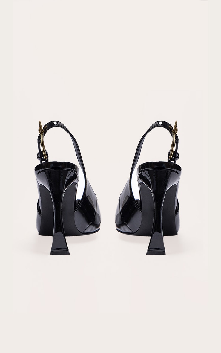 Black Patent PU Gold Buckle High Stiletto Court Heels image 3