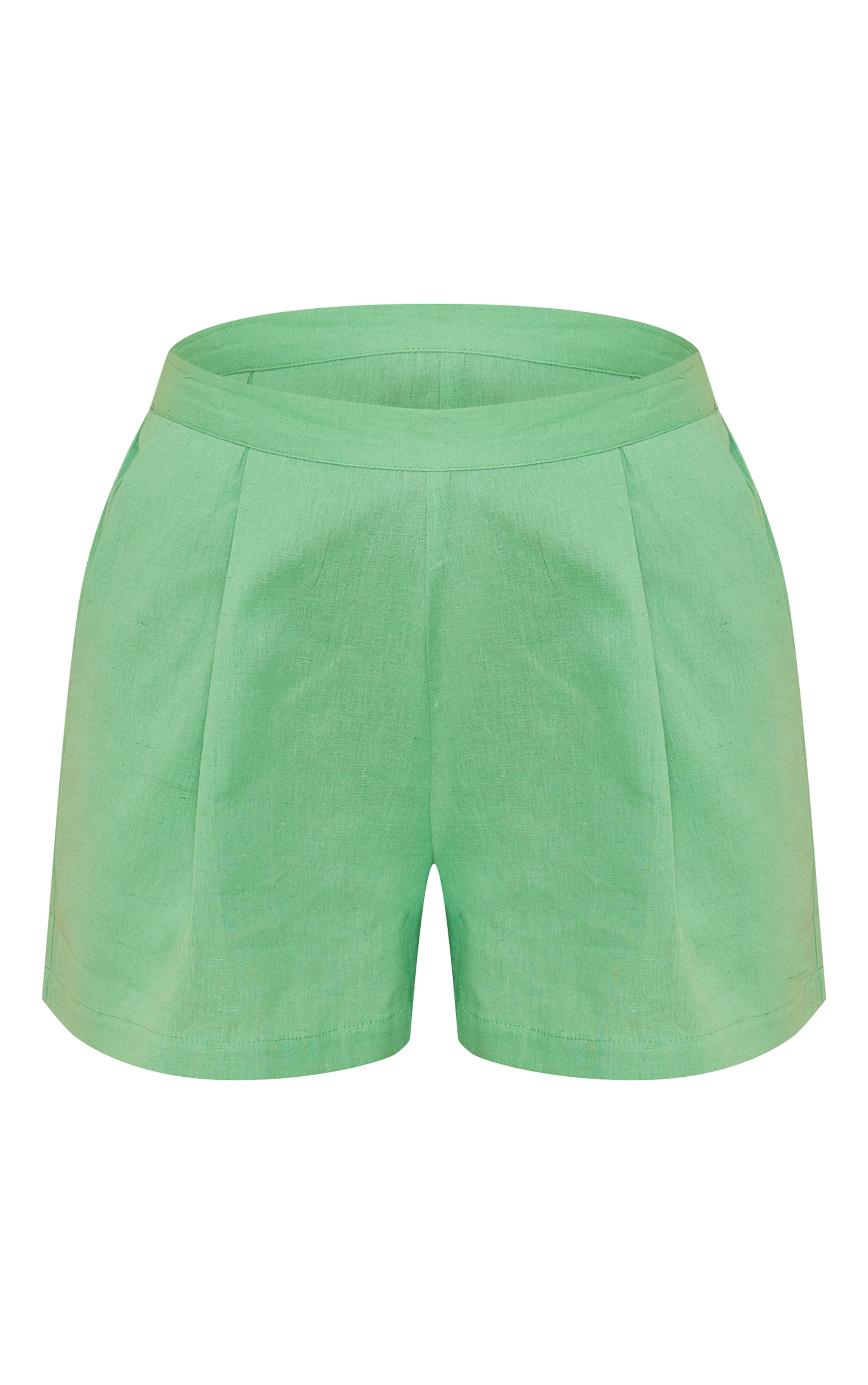 Green Linen Look Oversized Floaty Shorts image 6