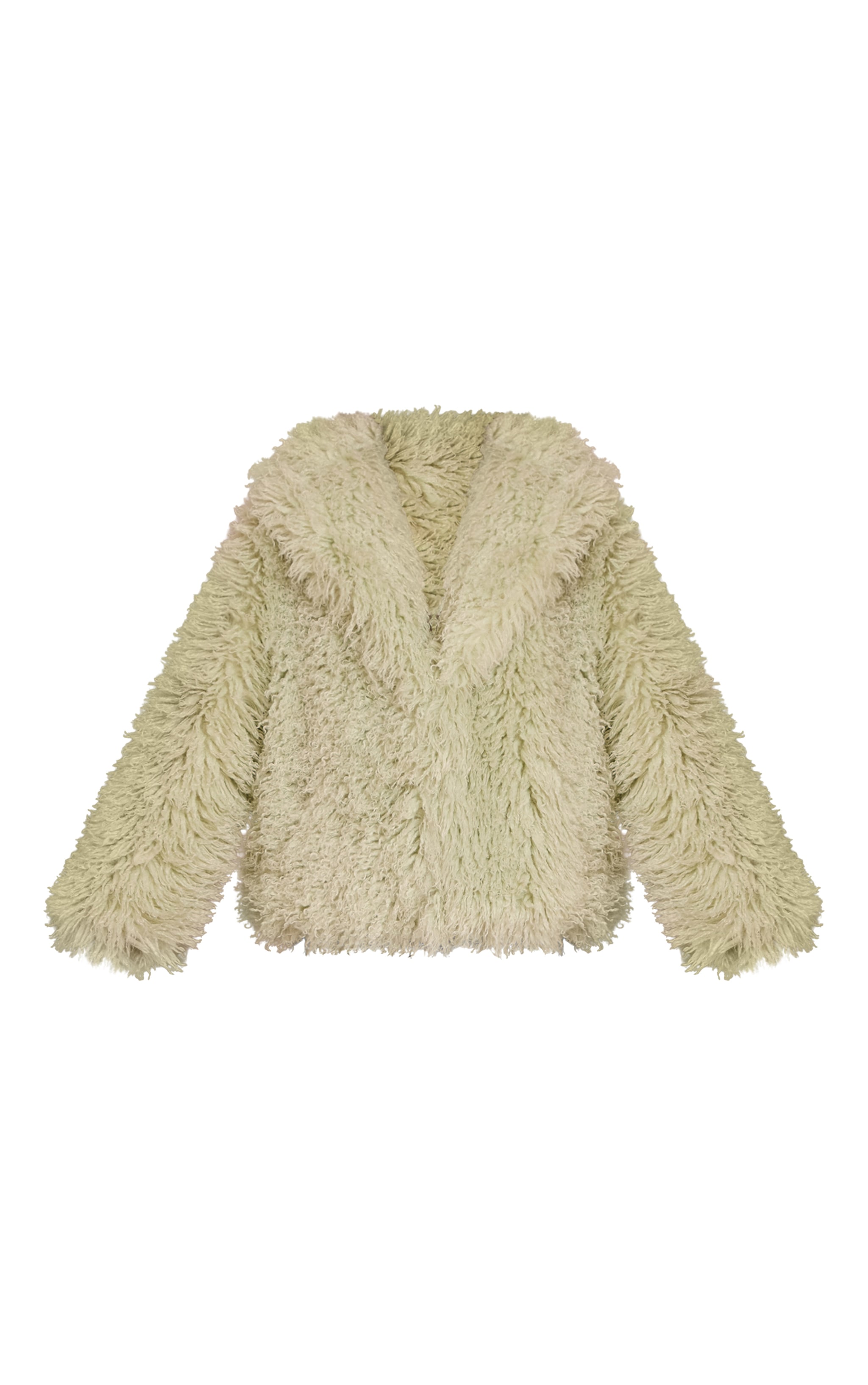 Mint Green Mongolian Fur Cropped Coat image 5