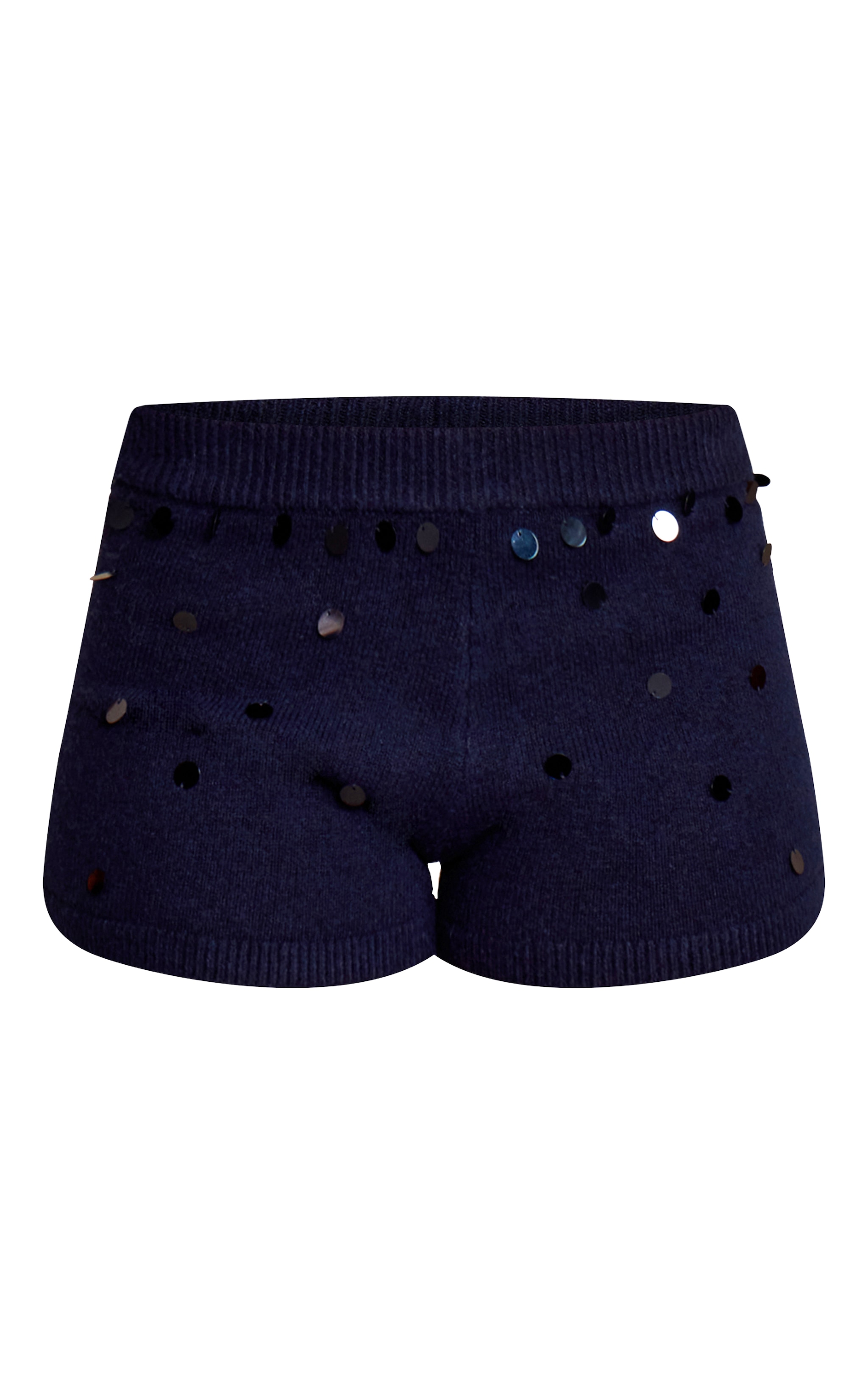 Mini short en maille tricot bleu marine à sequins image 6