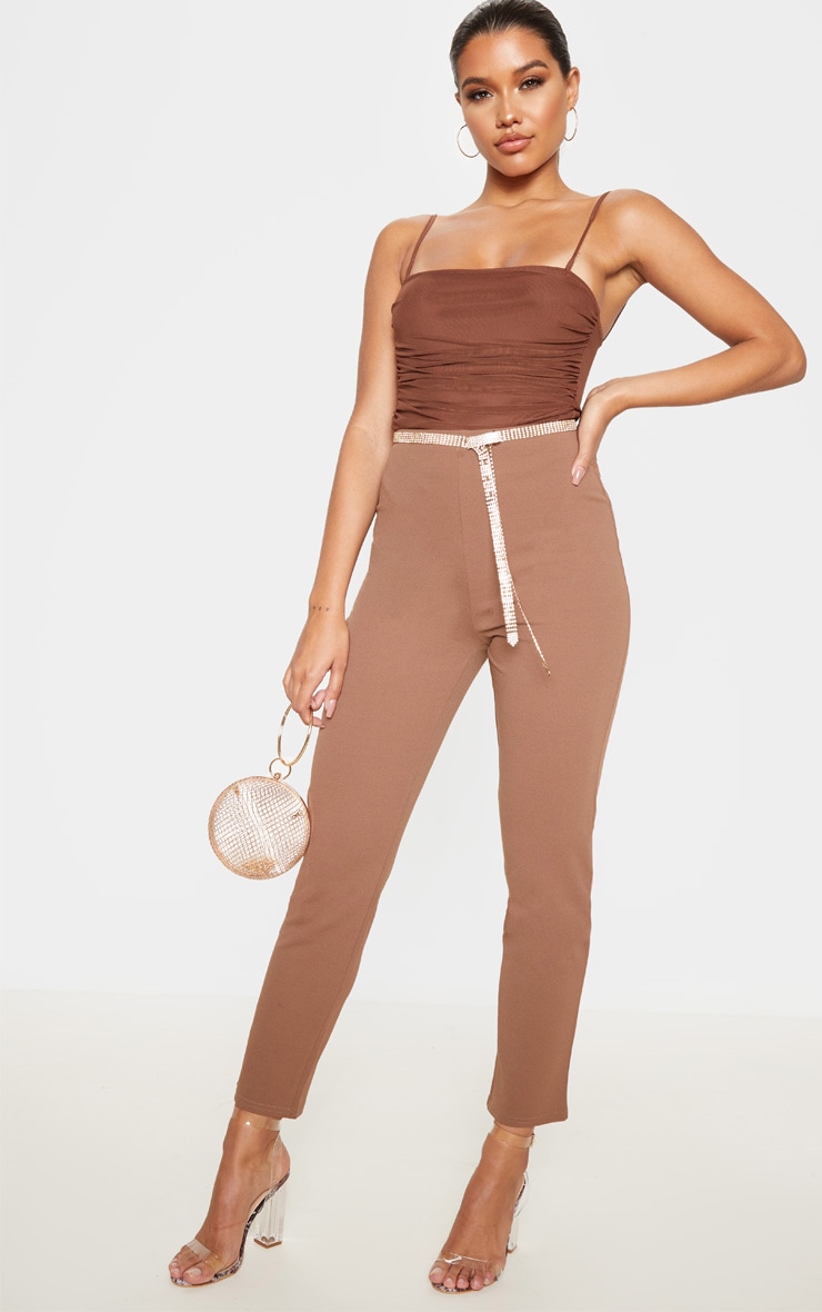 Pantalon cigarette chocolat