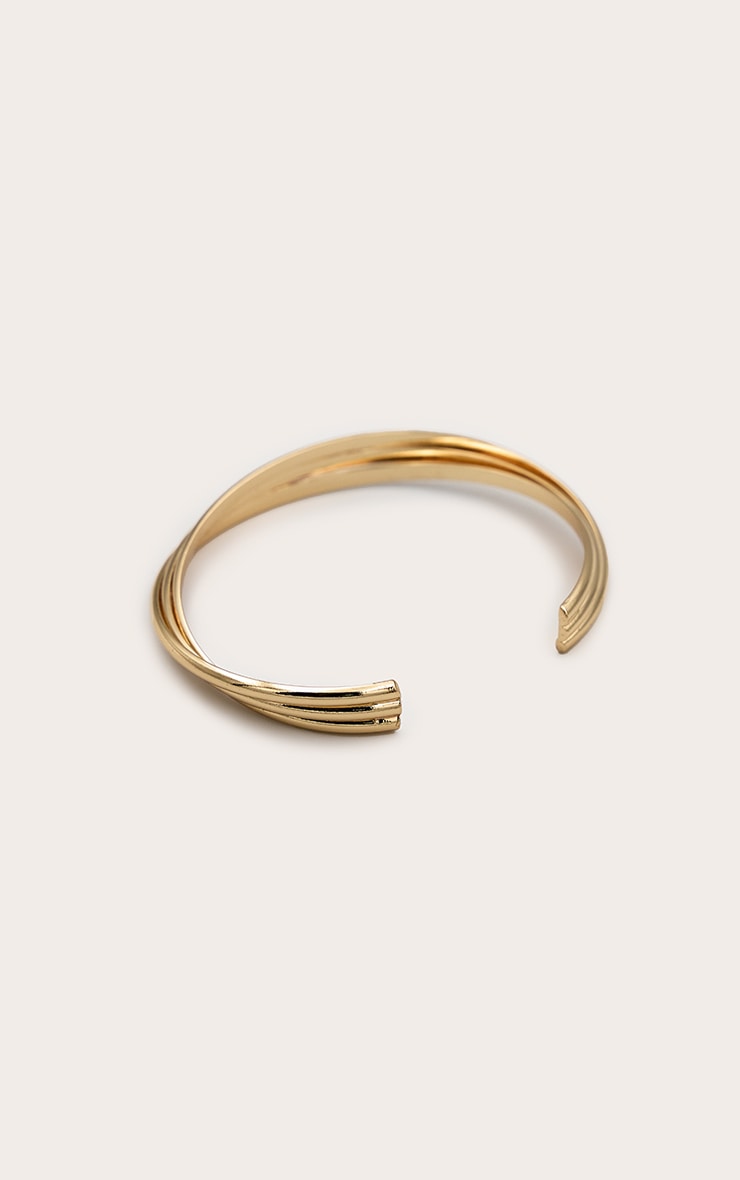 Bracelet jonc doré à crans image 2