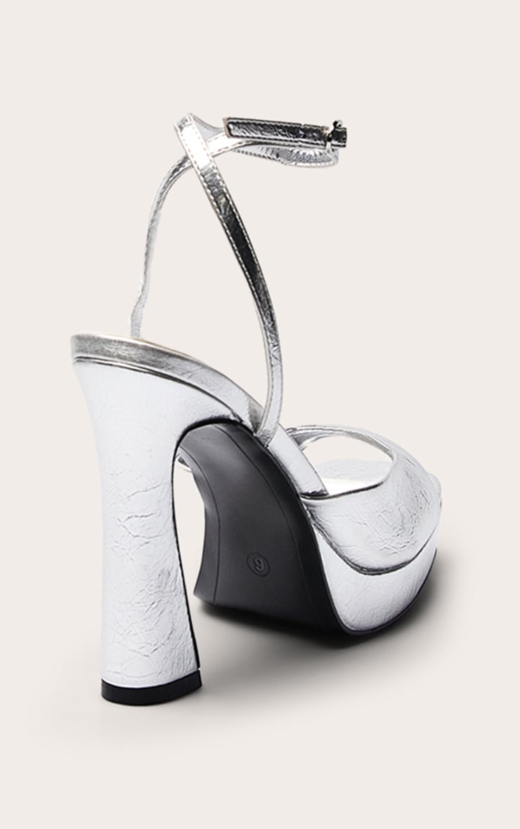 Silver Crinkle Platform Heel image 4