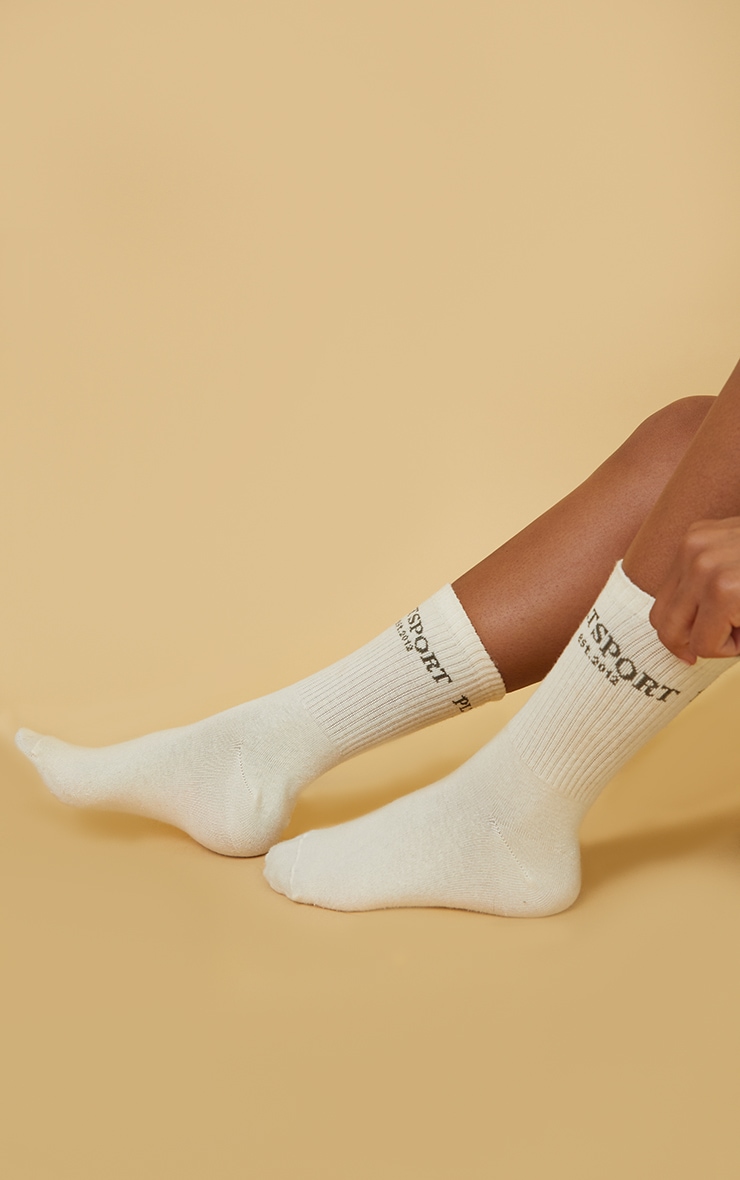 Cream 2 Pack Sport Socks Activewear PrettyLittleThing QA