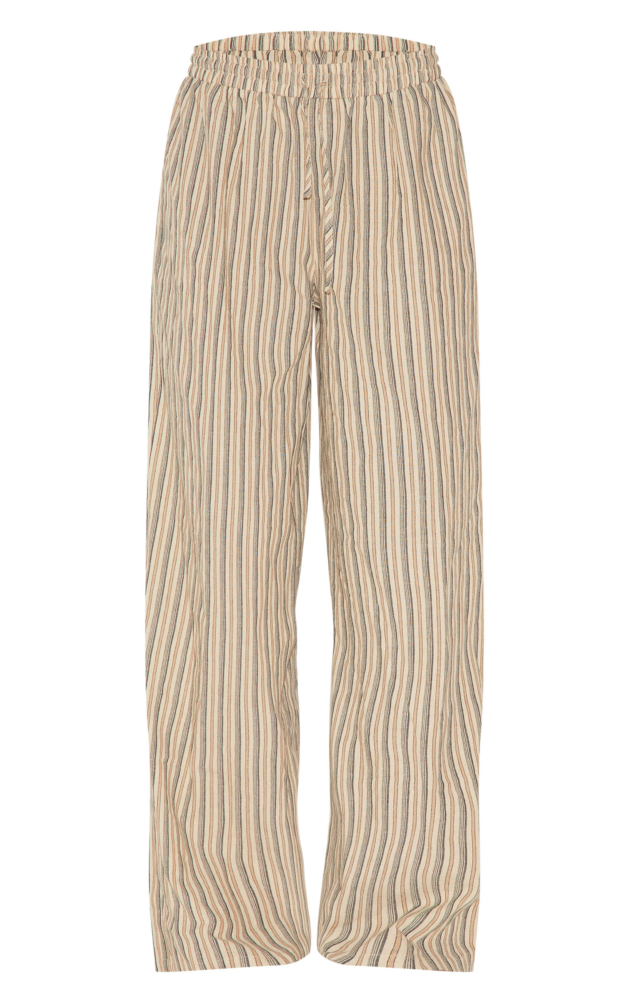 Green Pinstripe Drawstring Straight Leg Pants image 5