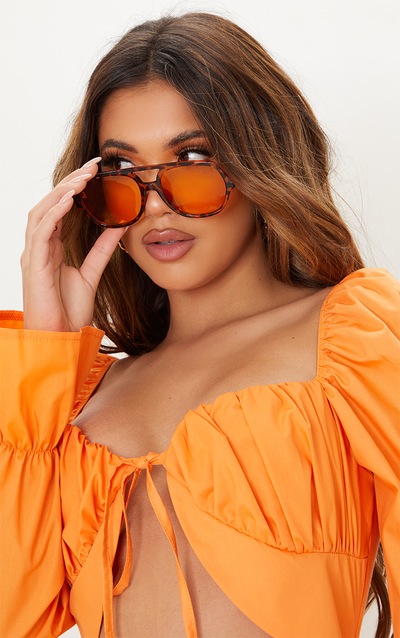 Orange Lens Tortoise Aviator Sunglasses