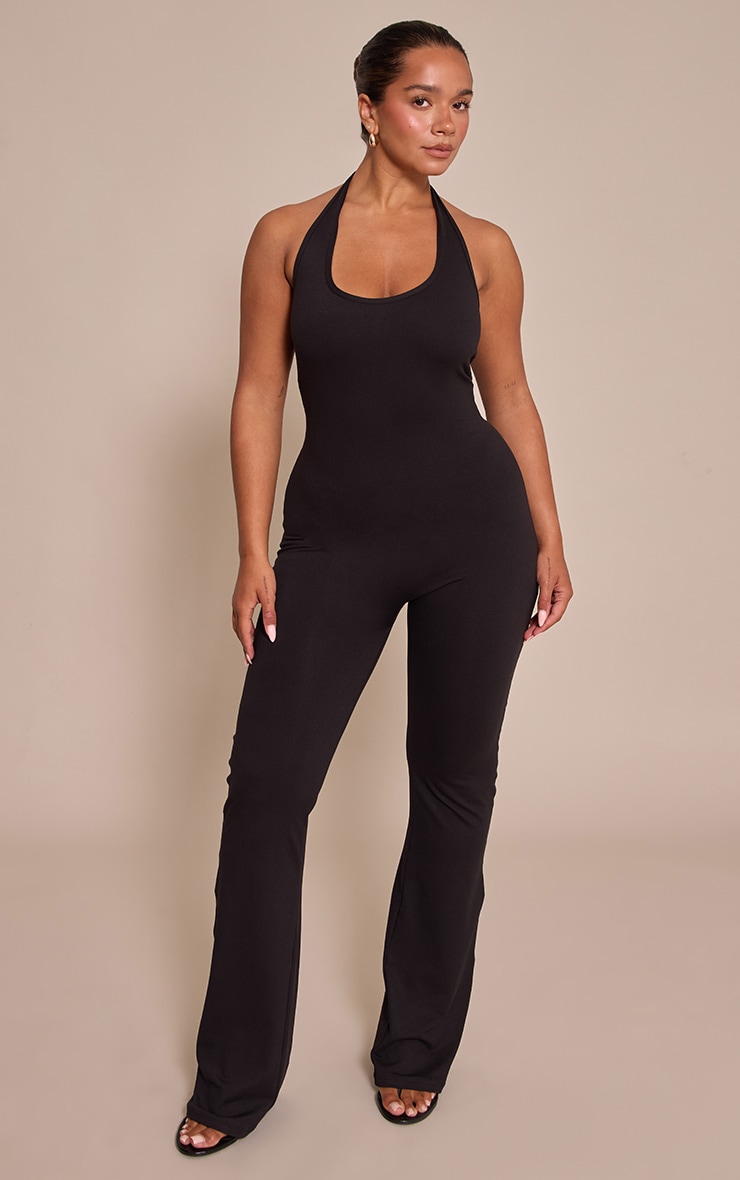 Shape Black Sculpt Halter Neck Flare Jumpsuit image 1