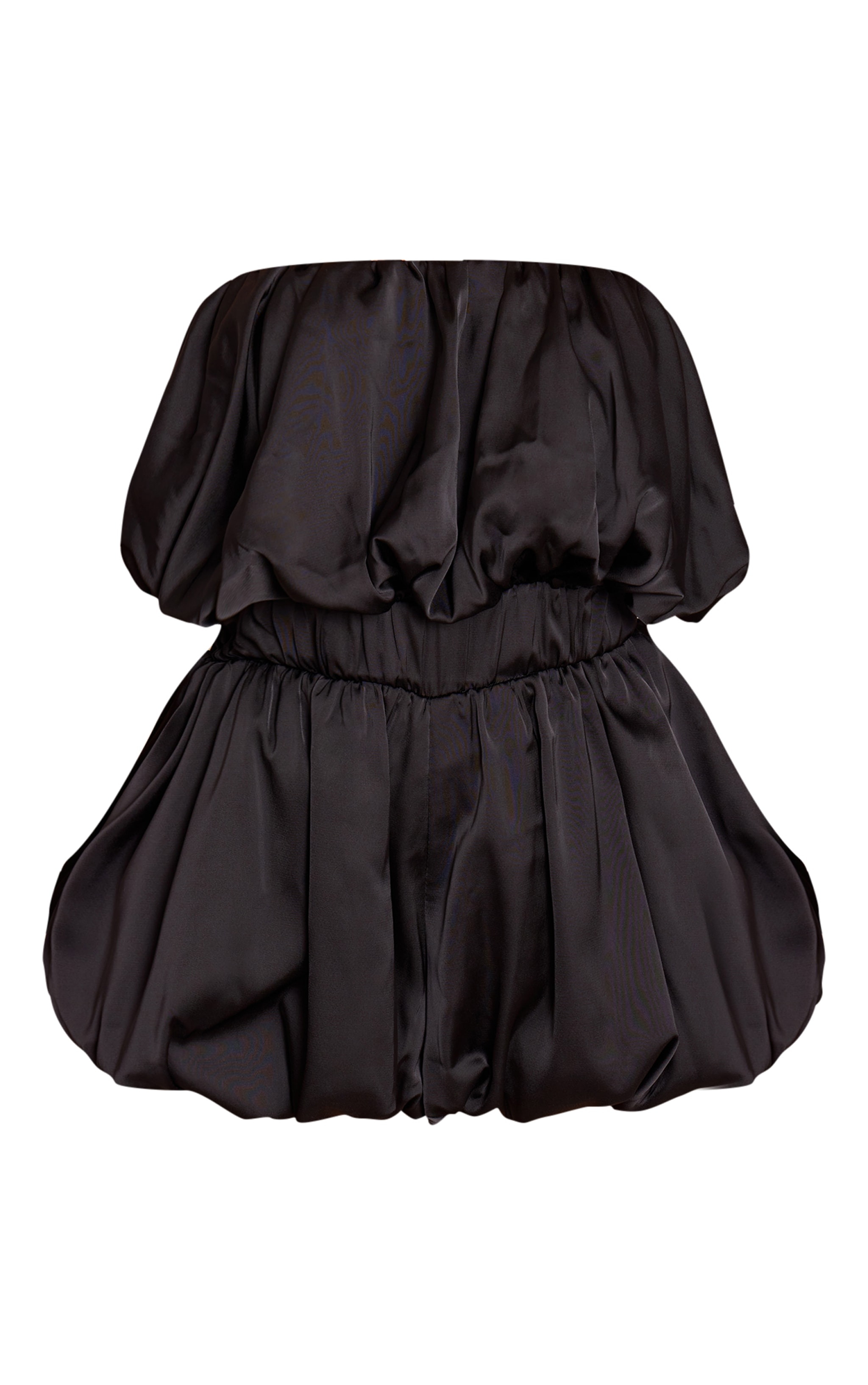 Black Satin Bandeau Puff Romper image 5
