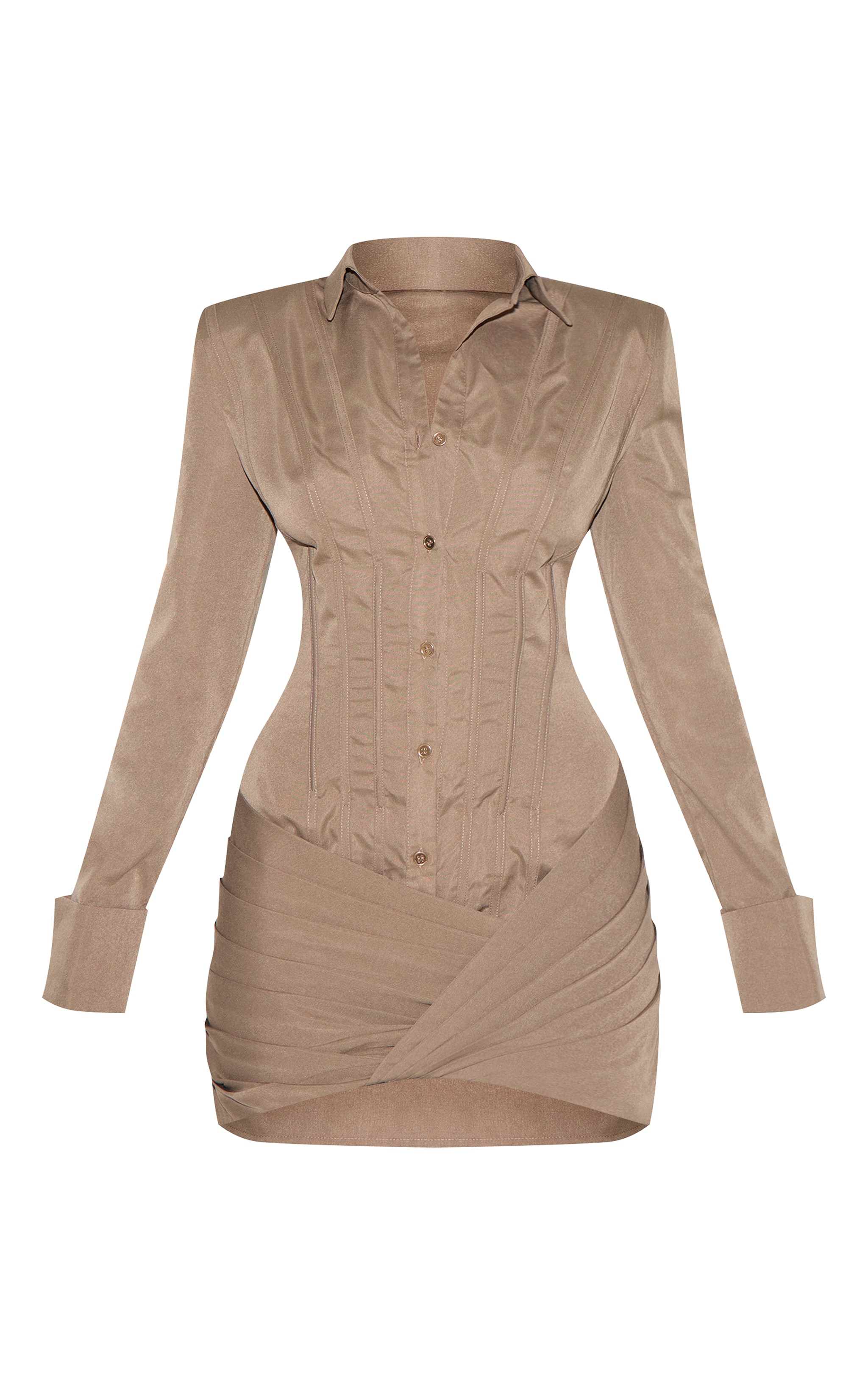 Robe chemise tissée structurée gris champignon à détail torsadé image 5