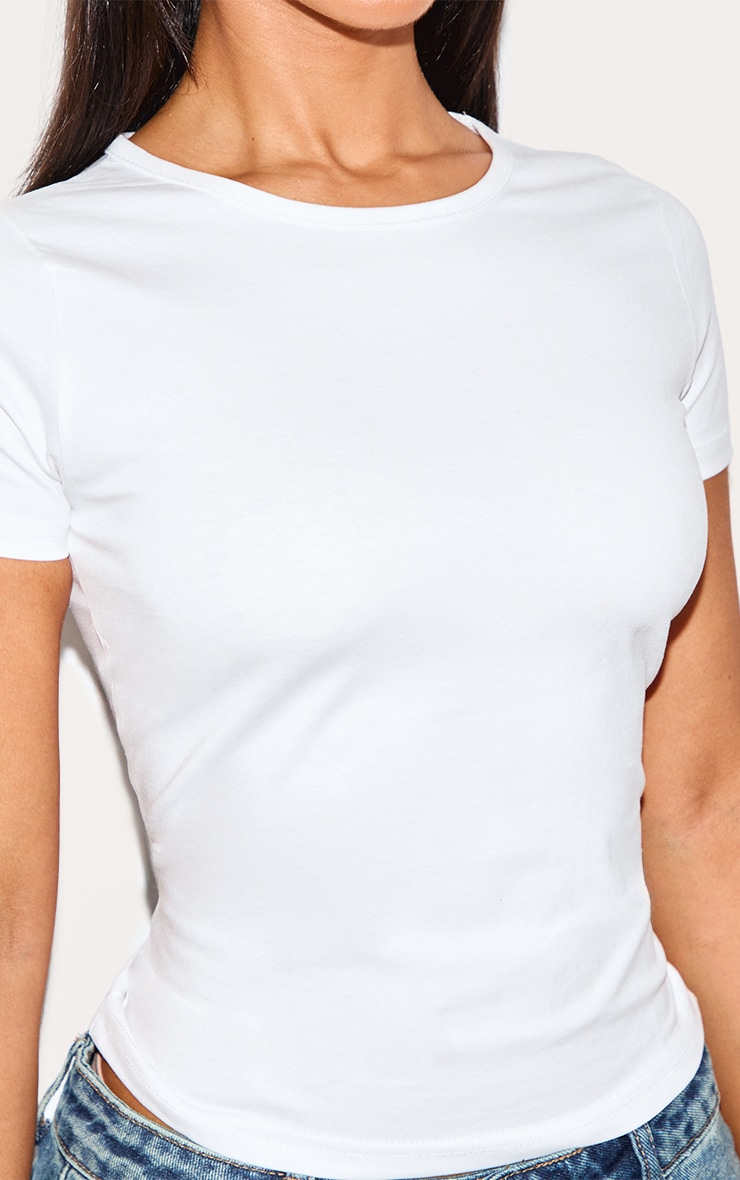 Petite White Premium Cotton Cap Sleeve T-shirt image 4
