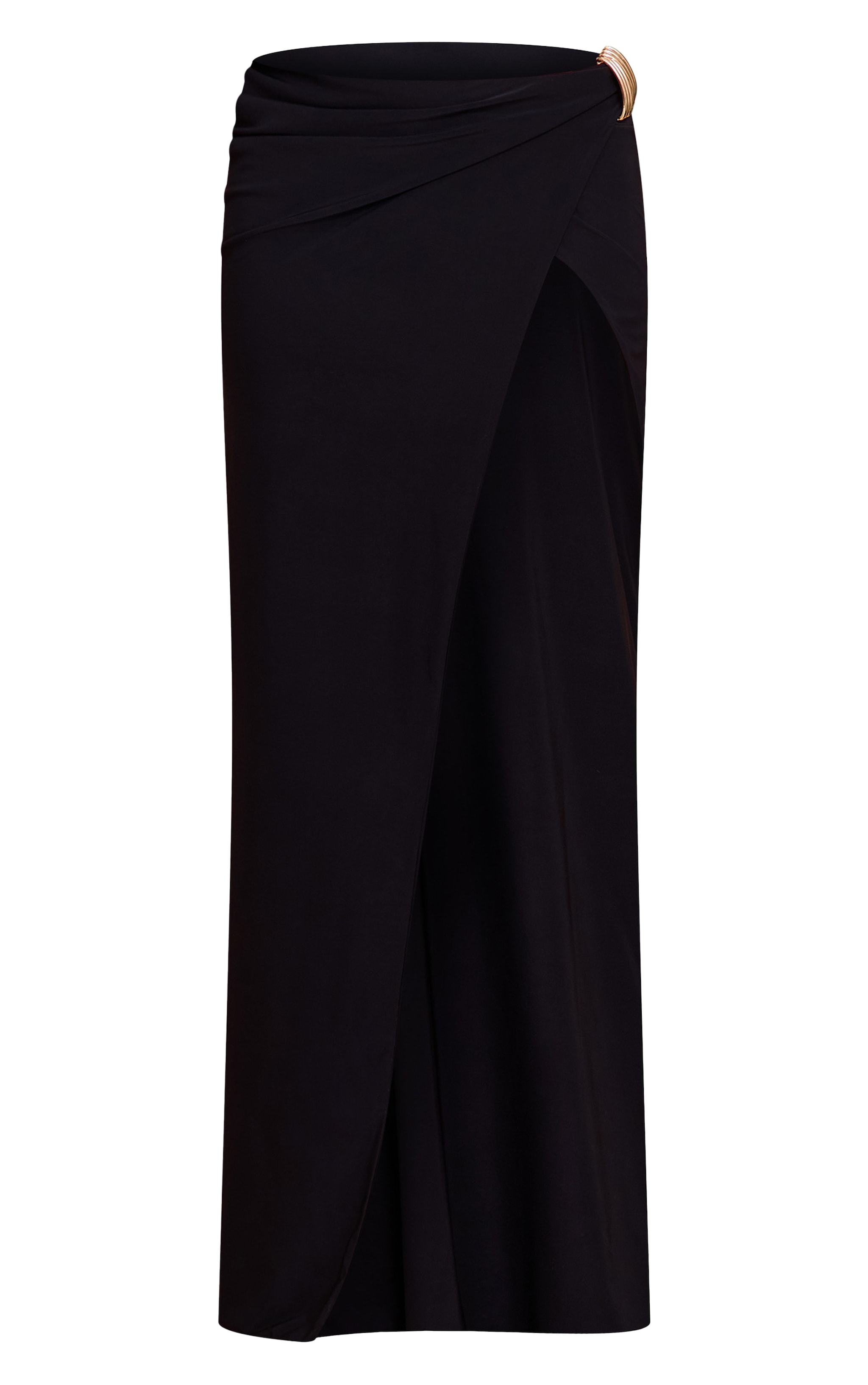Black Double Layer Bandeau Trim Detail Maxi Skirt image 5