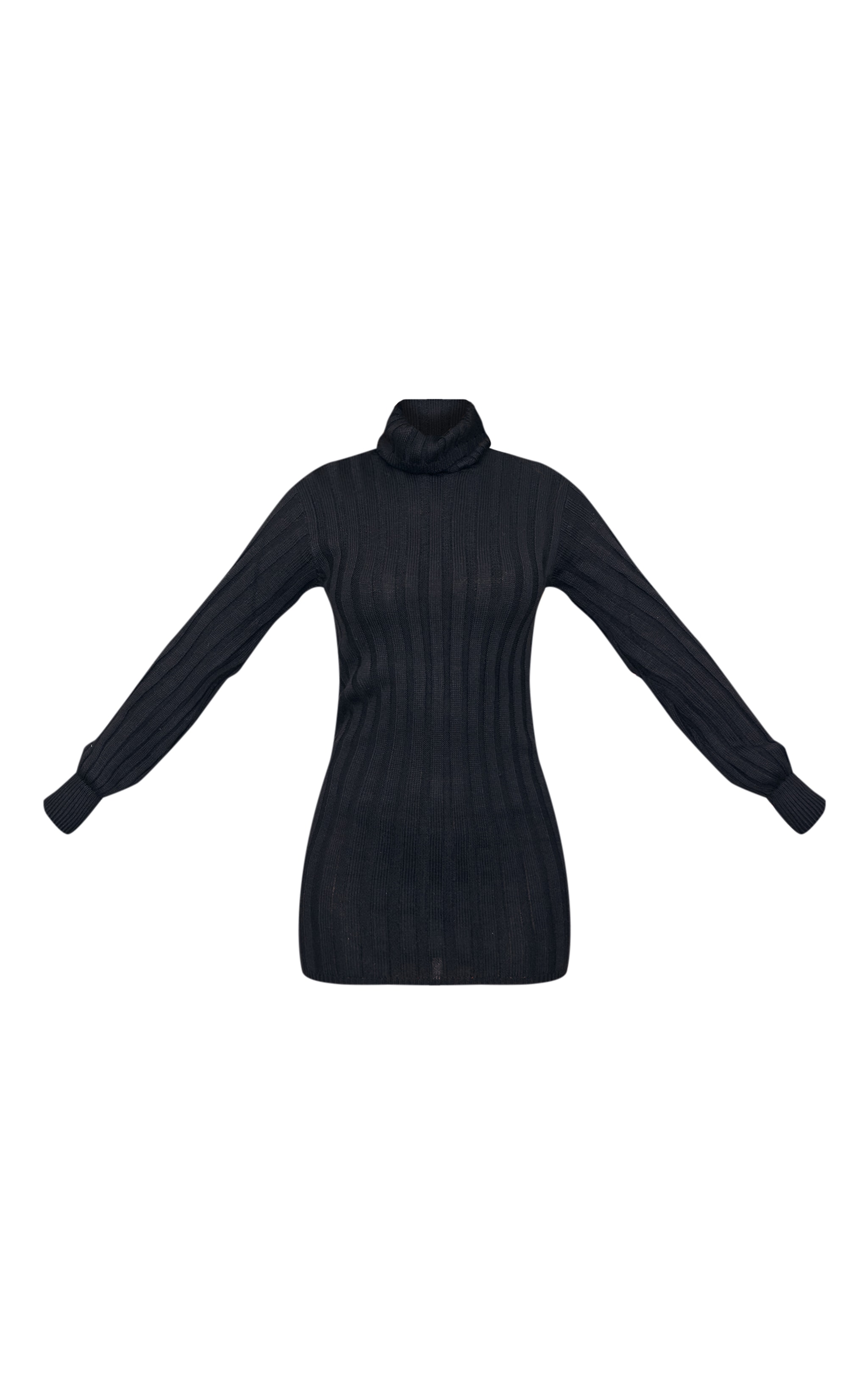 Black Knitted Roll Neck Jumper Dress image 5