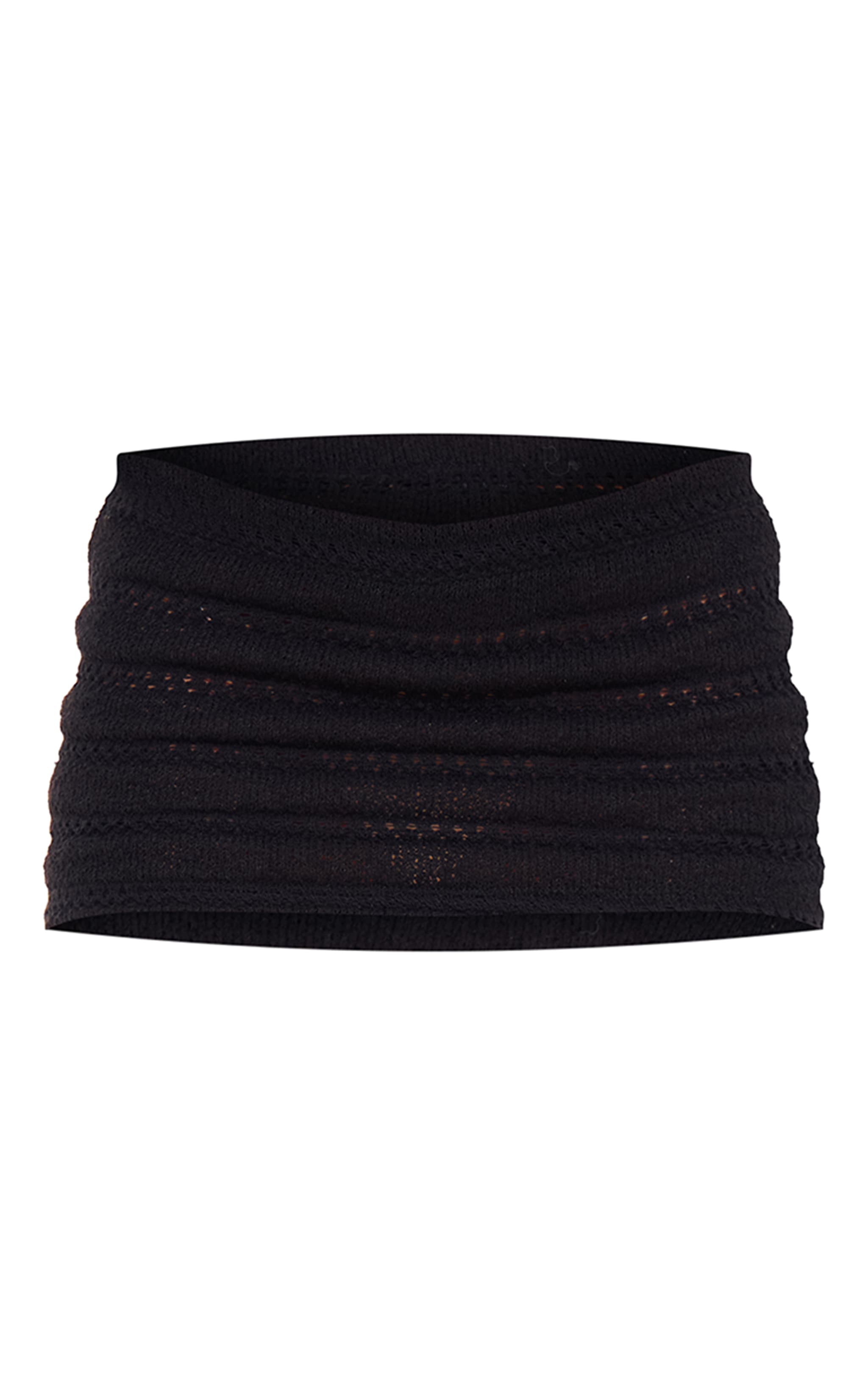 Black Textured Rib Low Rise Micro Mini Skirt image 6