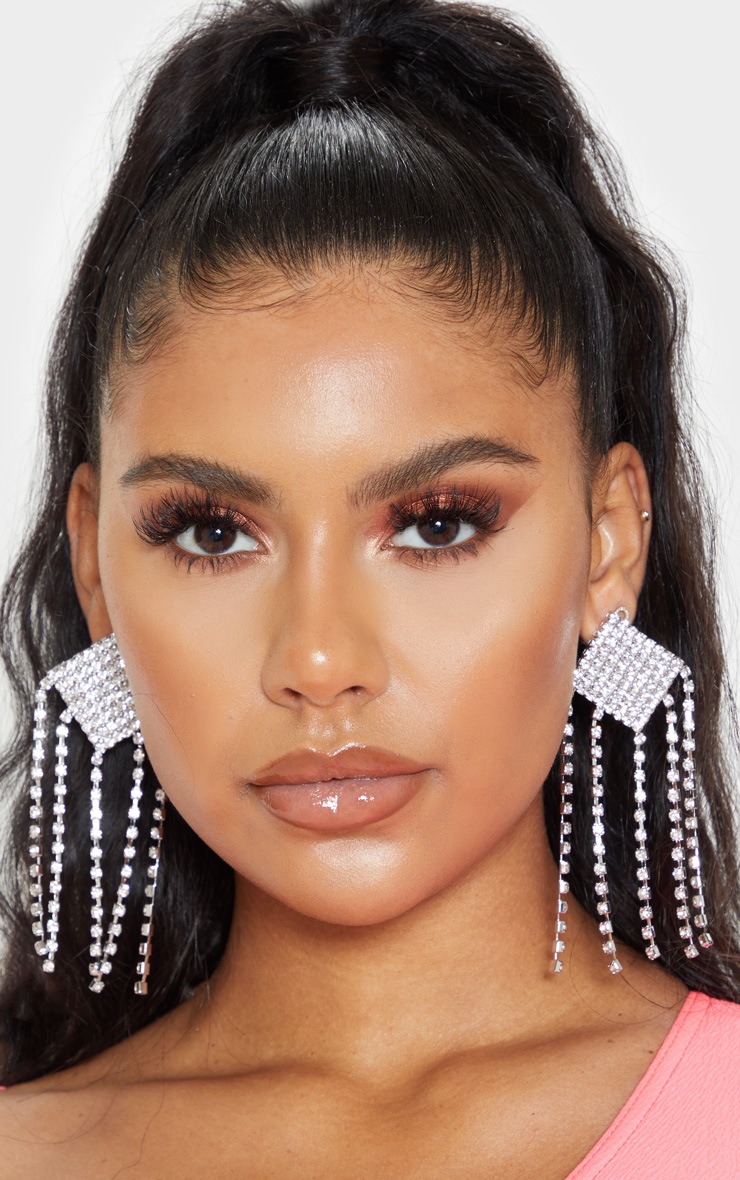 Silver Tassel Diamante Drop Earrings