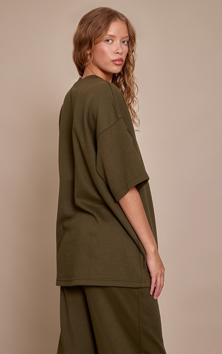 Olive Green Jersey Oversized T Shirt image 2