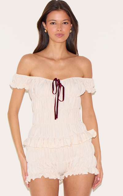 Stone Extreme Ruched Bardot Romper