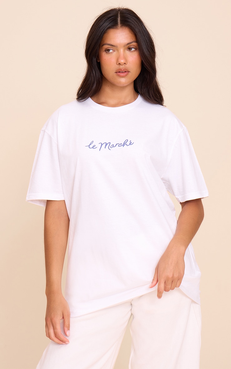 White Le Marche Graphic Oversized T-shirt image 1