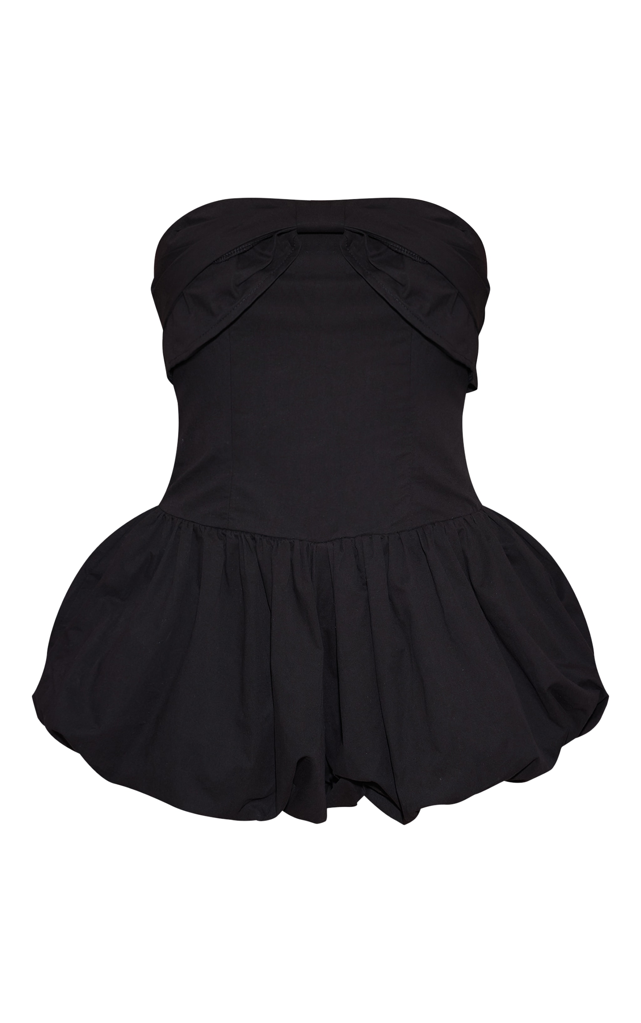 Black Woven Bow Bandeau Puffball Romper image 5
