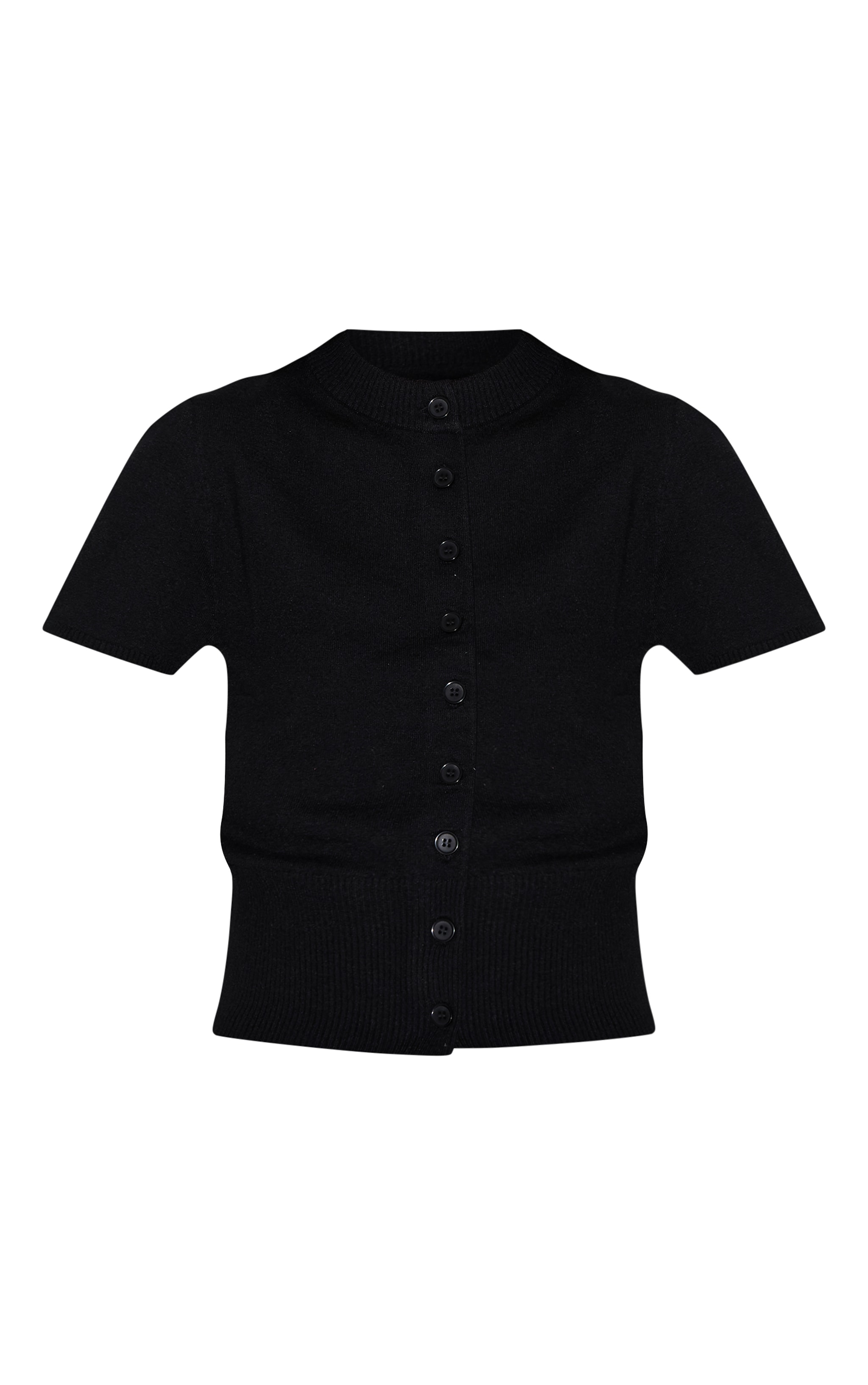 Black Knit Button Through Top image 5