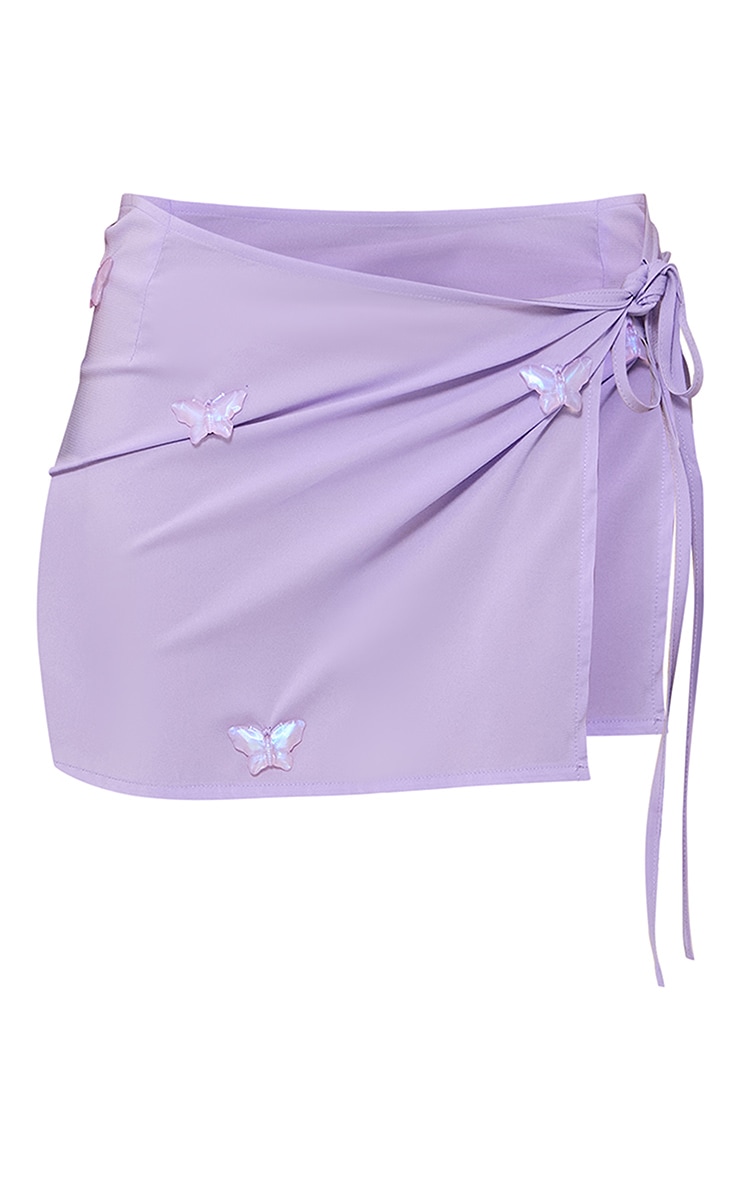 Purple Chiffon Butterfly Trim Mini Skirt image 6