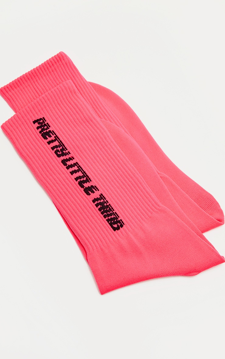 Neon Pink Pretty Little Thing Logo Socks ...