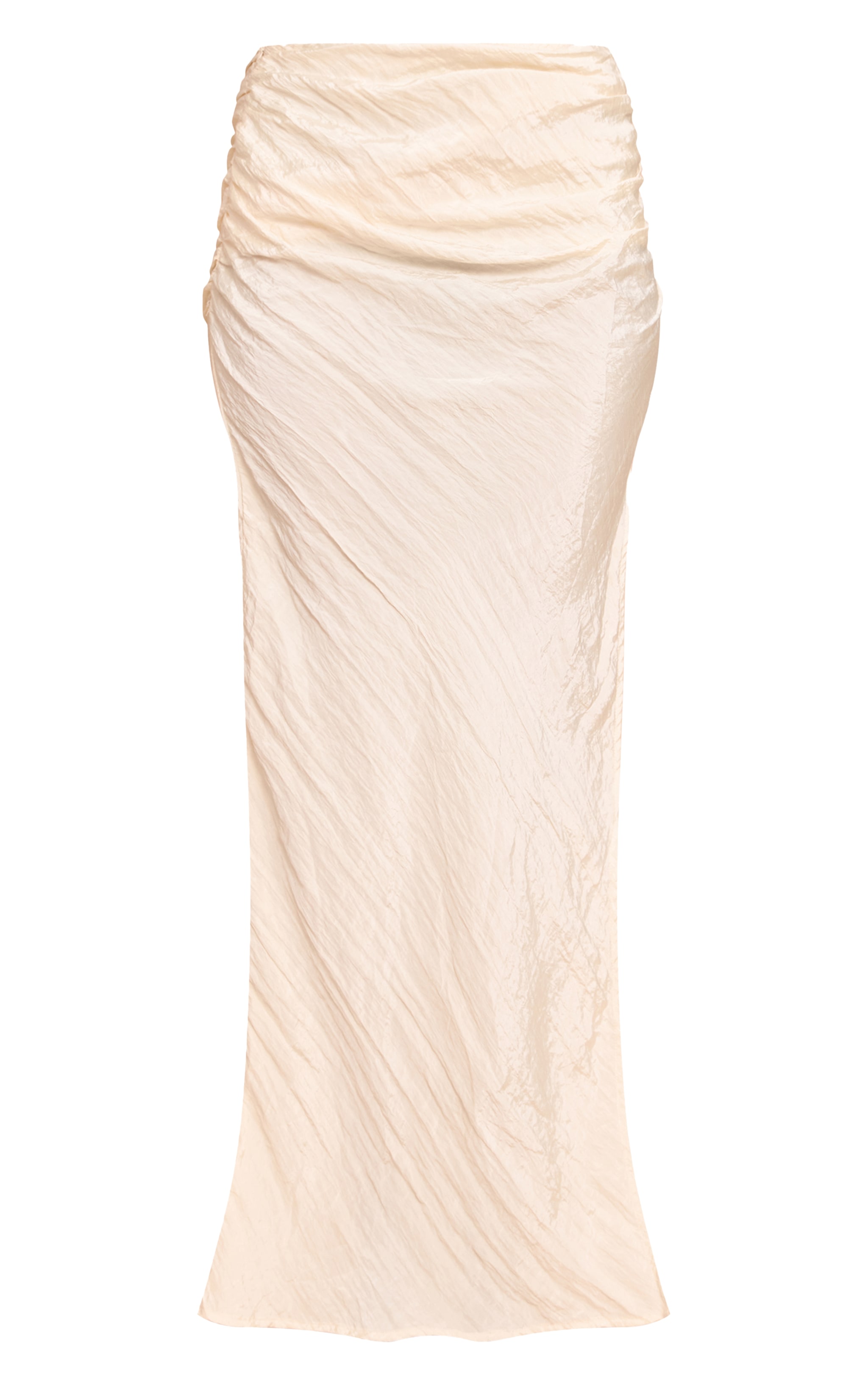 Cream Textured Woven Maxi Skirt image 5