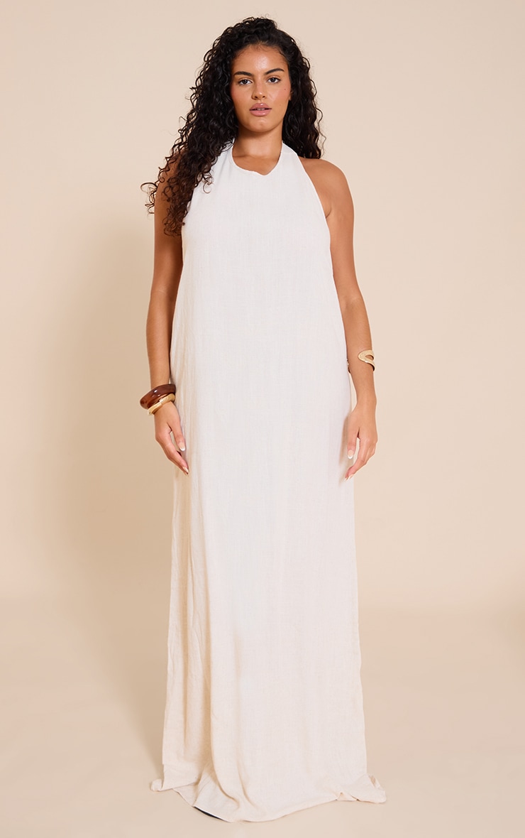 Plus Natural Textured Scoop Back Maxi Dress image 1