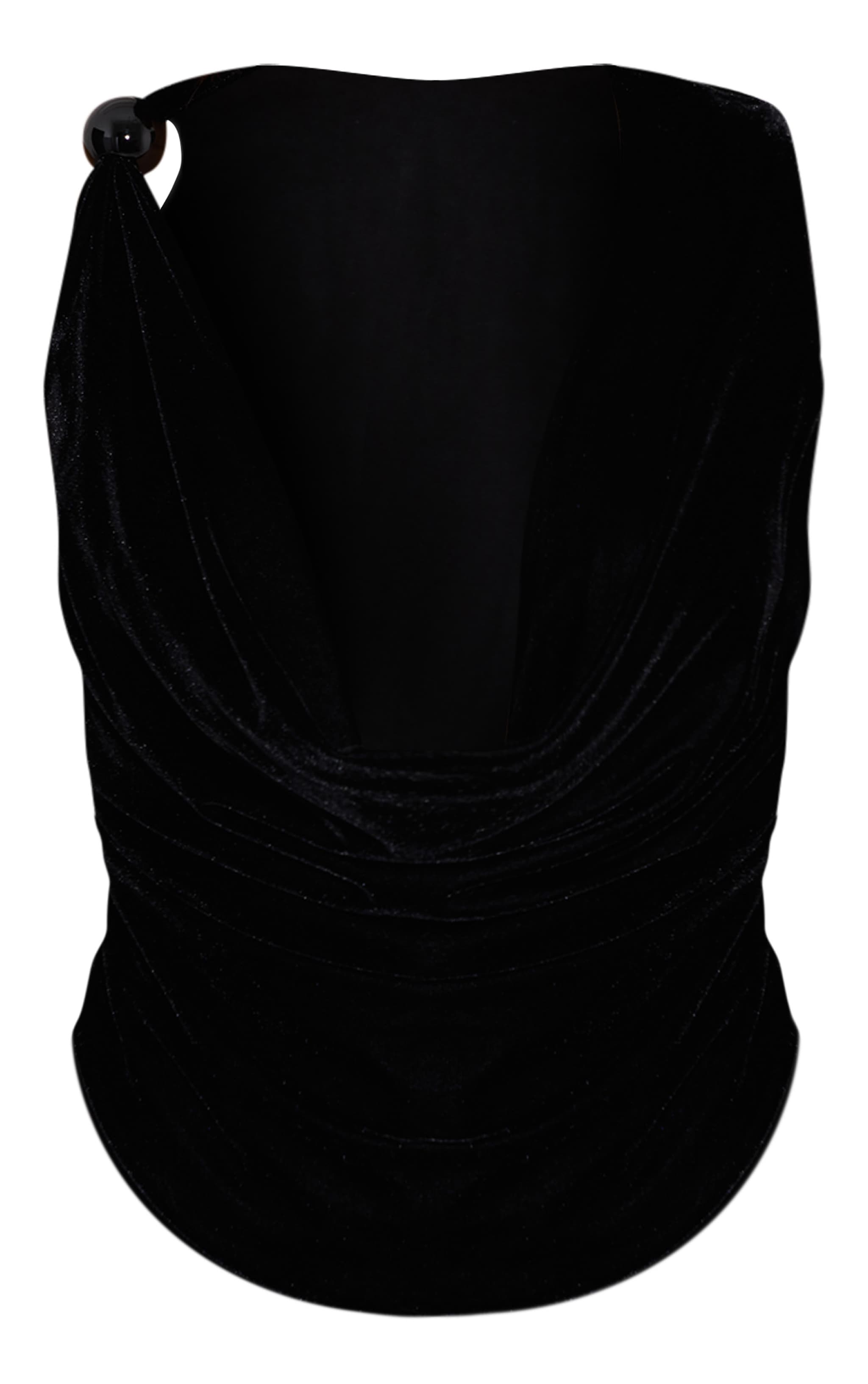 Top en velours noir à col bénitier et empiècement image 5