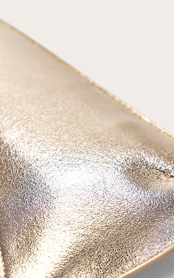 Gold Gold Crinkle Pu Baguette Shoulder Bag image 4
