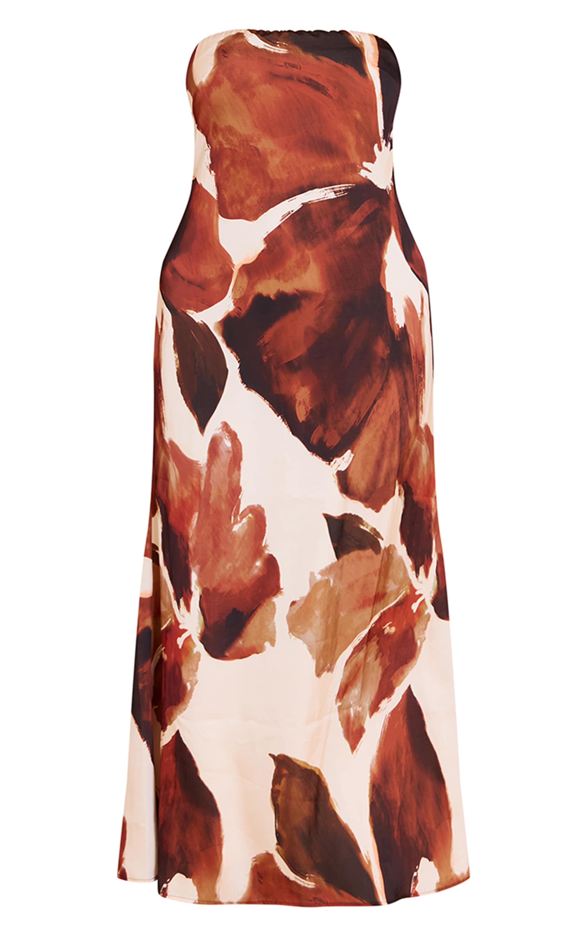Plus Brown Floral Satin Maxi Dress image 5