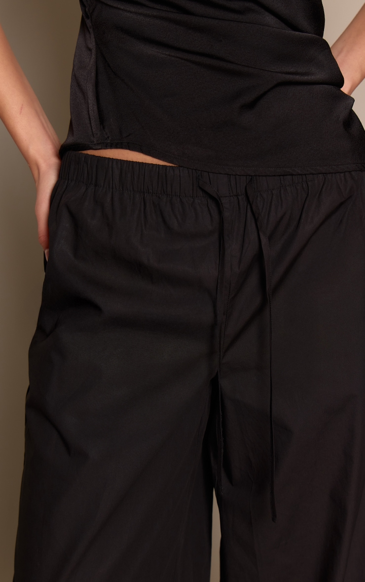 Black Contrast Piping Detail Wide Leg Pants image 4
