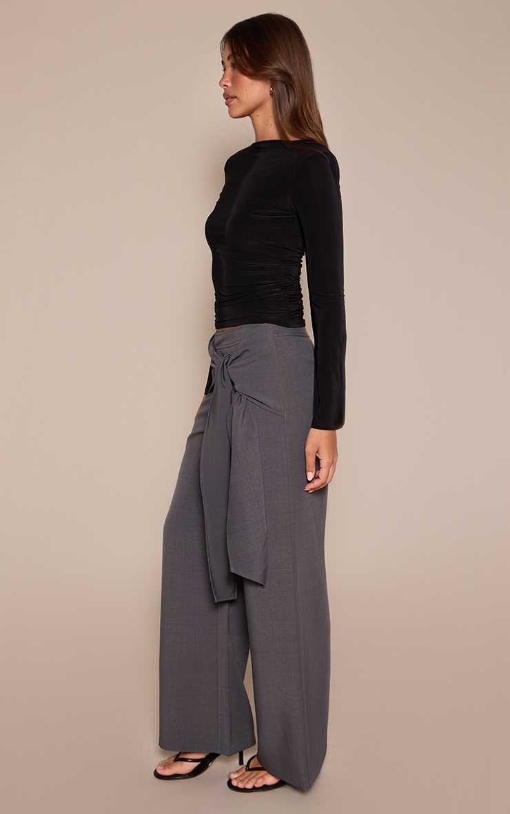 Charcoal Wrap Detail Woven Pants image 2