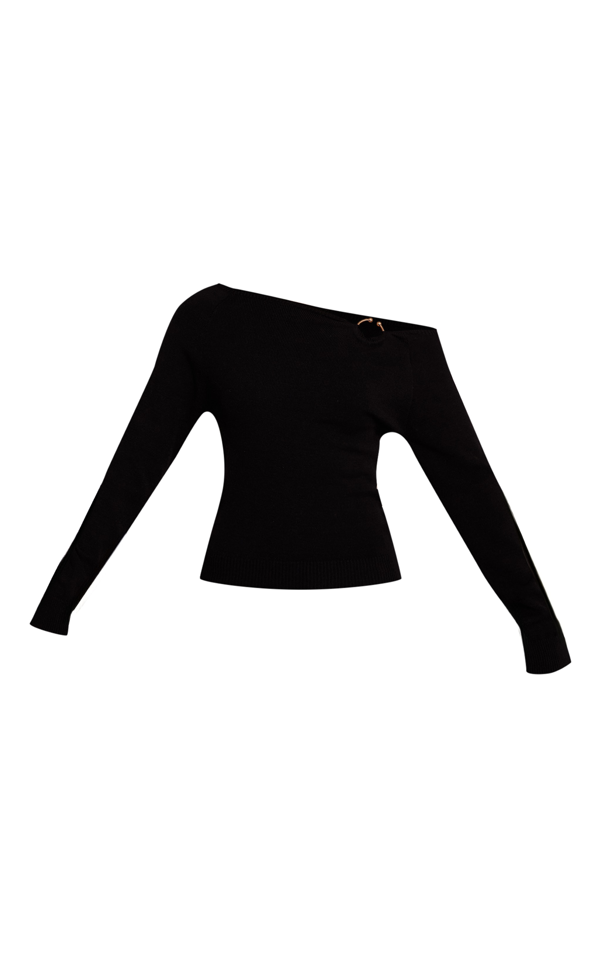 Black Cinched Waist Off The Shoulder Trim Detail Top image 5