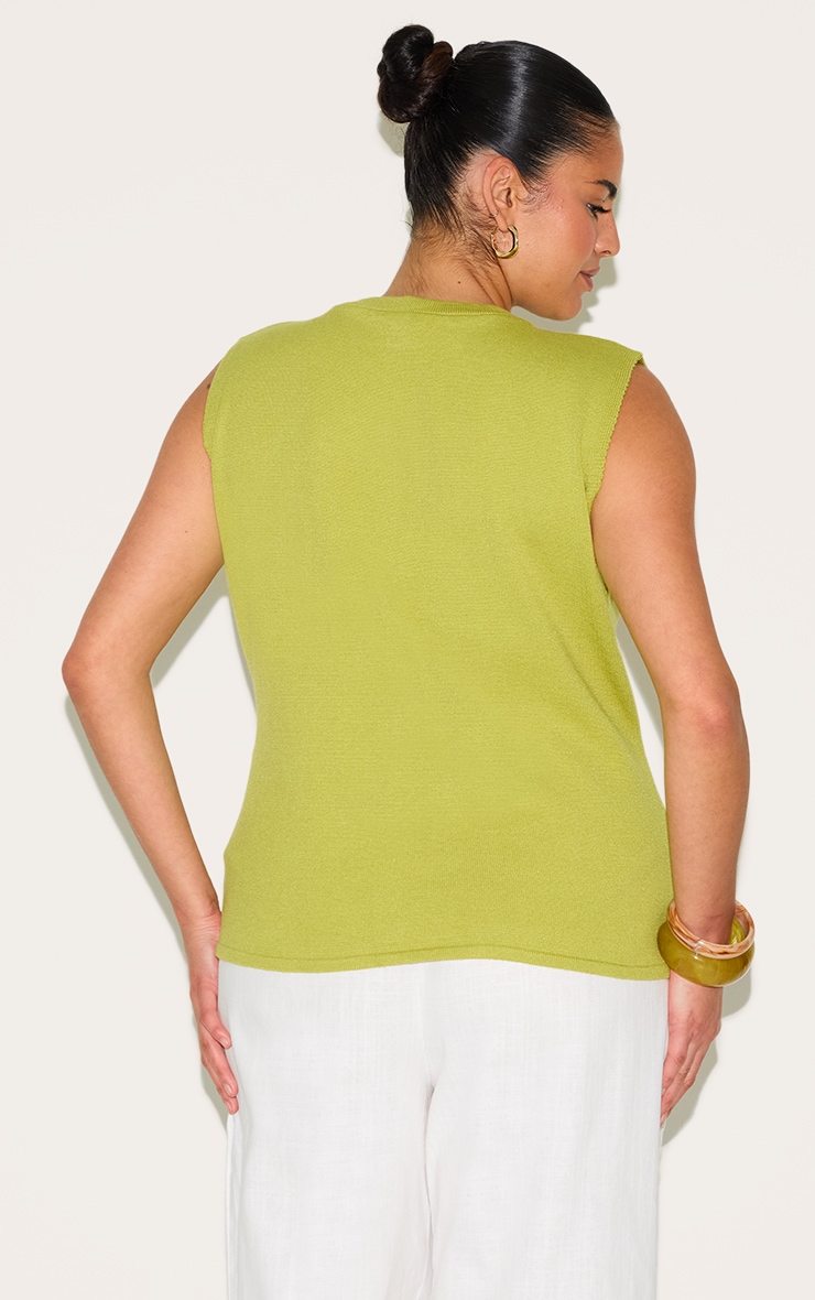 Plus Lime Sleeveless Button Through Sleeveless Top image 2