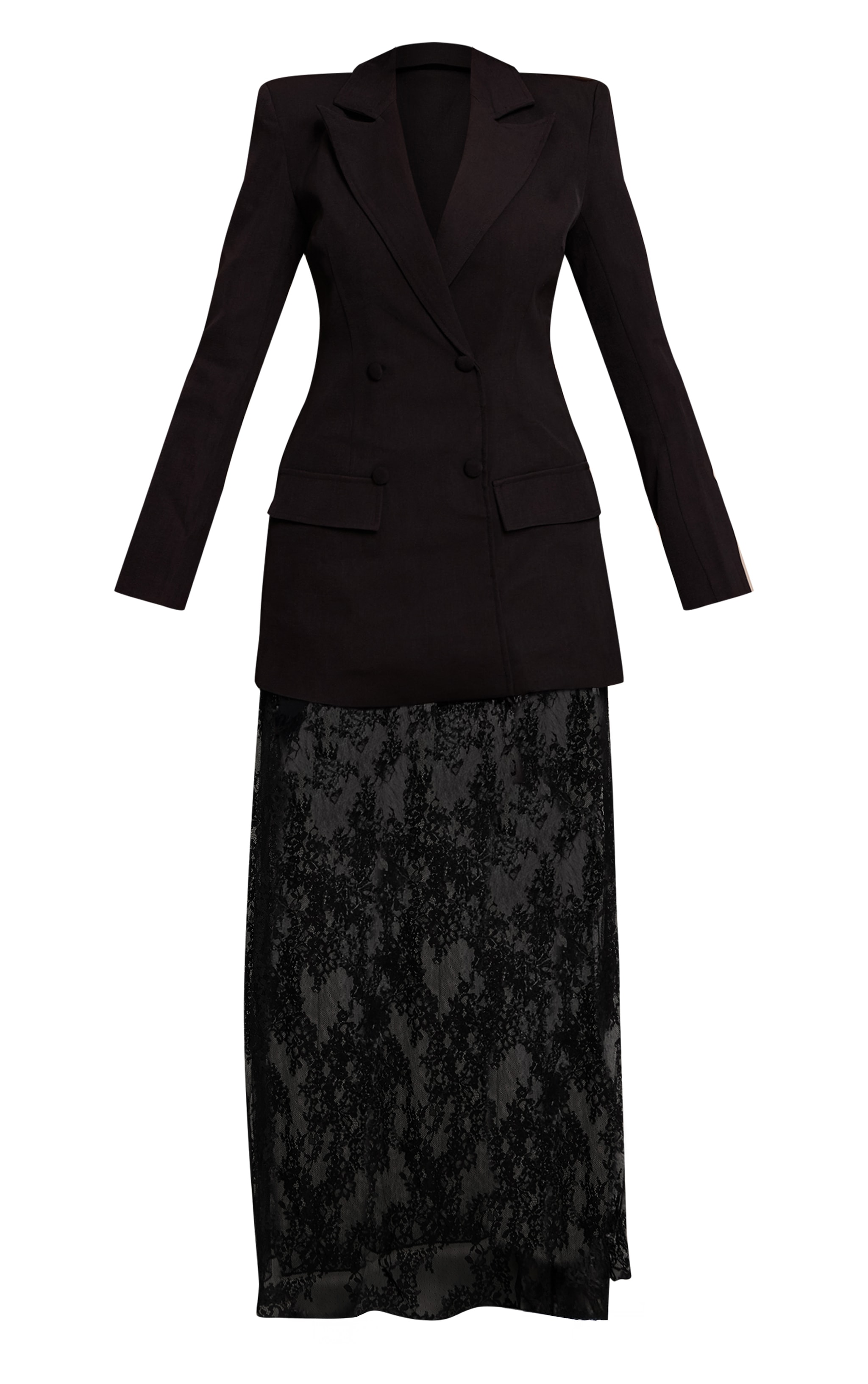 Shape Black Lace Hem Blazer Dress image 5