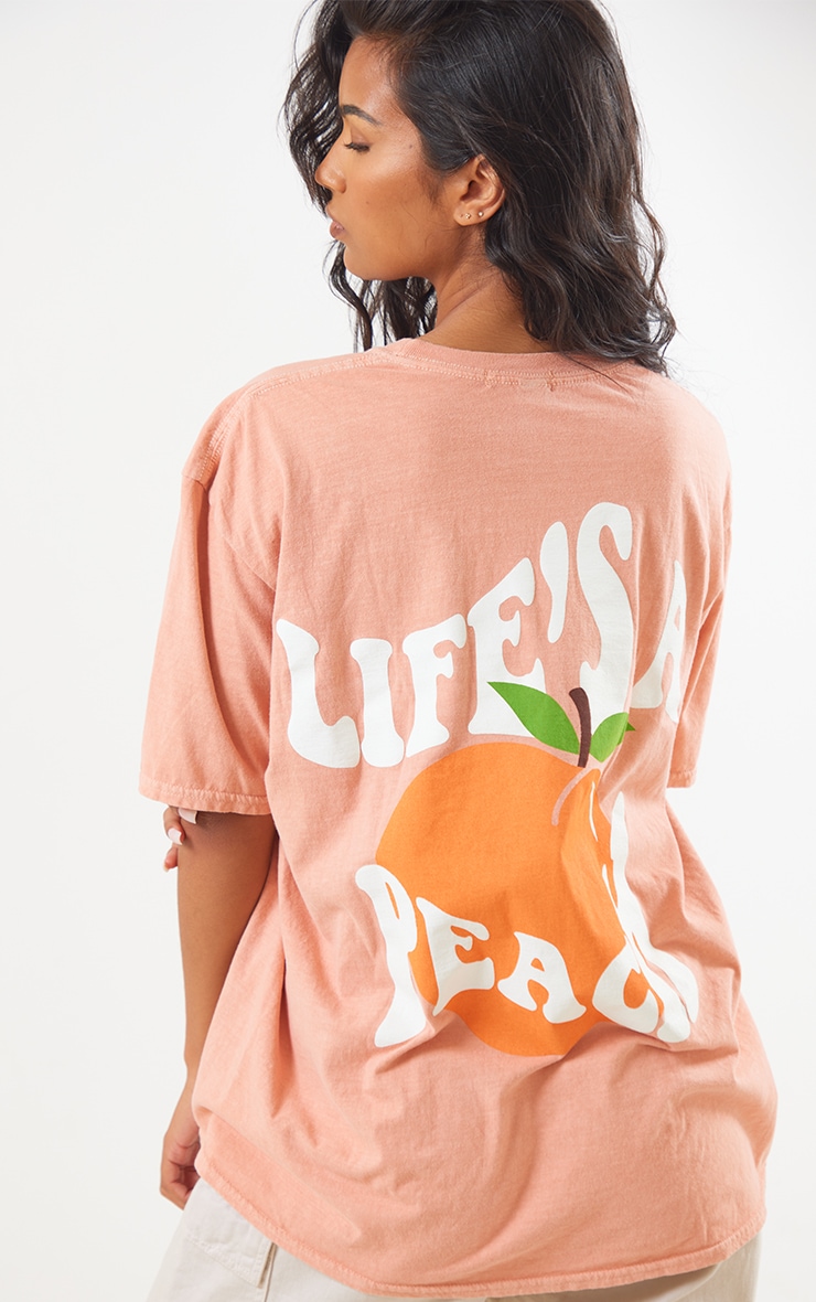 Coral Washed Lifes A Peach Printed T Shirt image 4