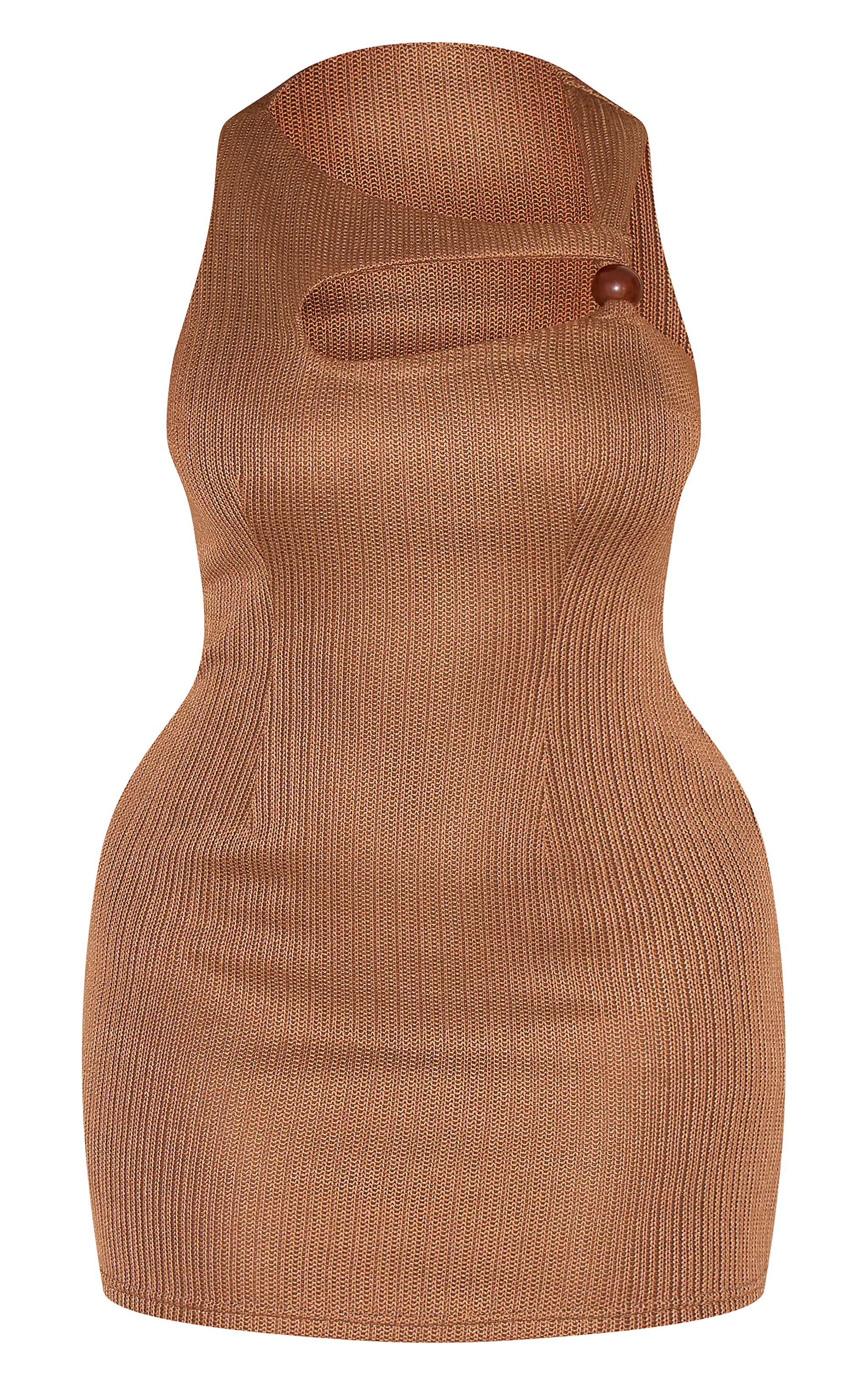 Shape Mocha Knitted Cut Out Tortoiseshell Trim Mini Dress image 5