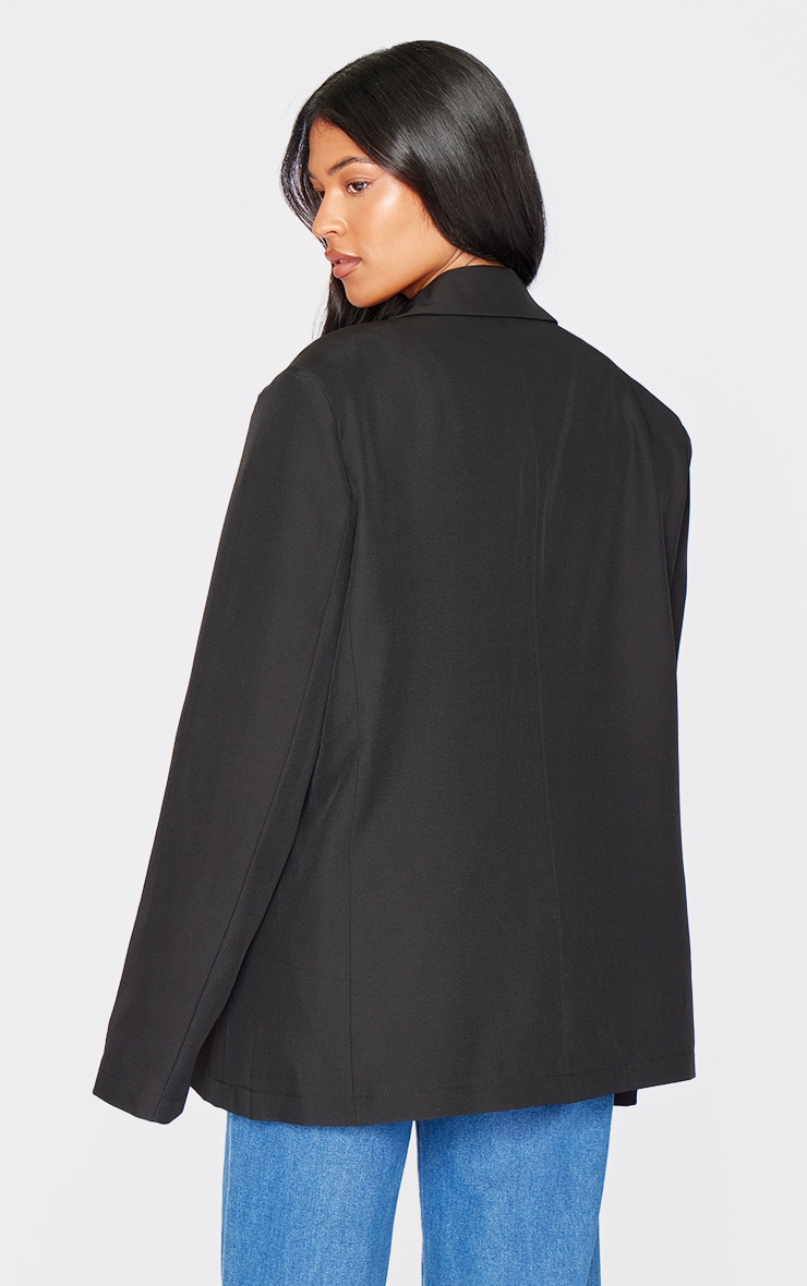 Tall Black Seam Detail Structured Oversized Blazer image 2